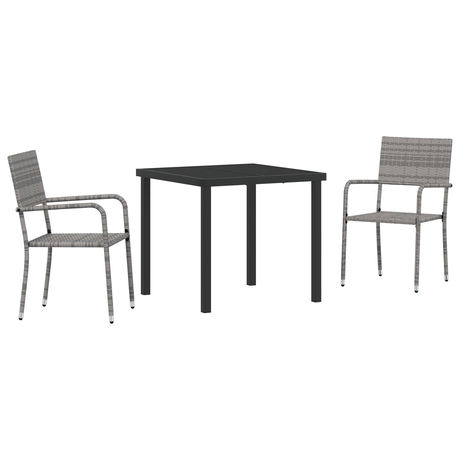 vidaXL 3-teiliges Garten Essset Grau Poly Rattan