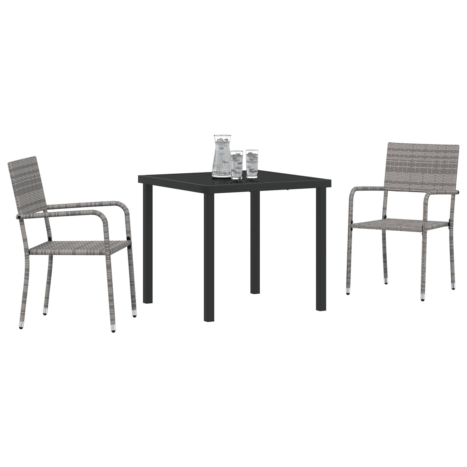 vidaXL 3-teiliges Garten Essset Grau Poly Rattan