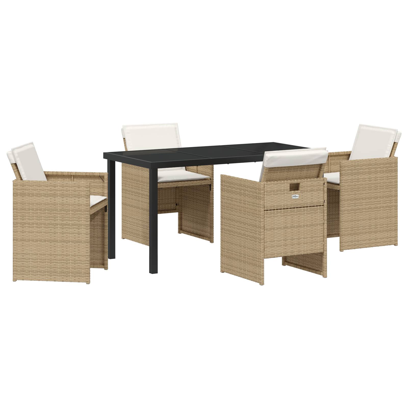 vidaXL 5-teiliges Garten-Essset mit Kissen, beiges Poly-Rattan