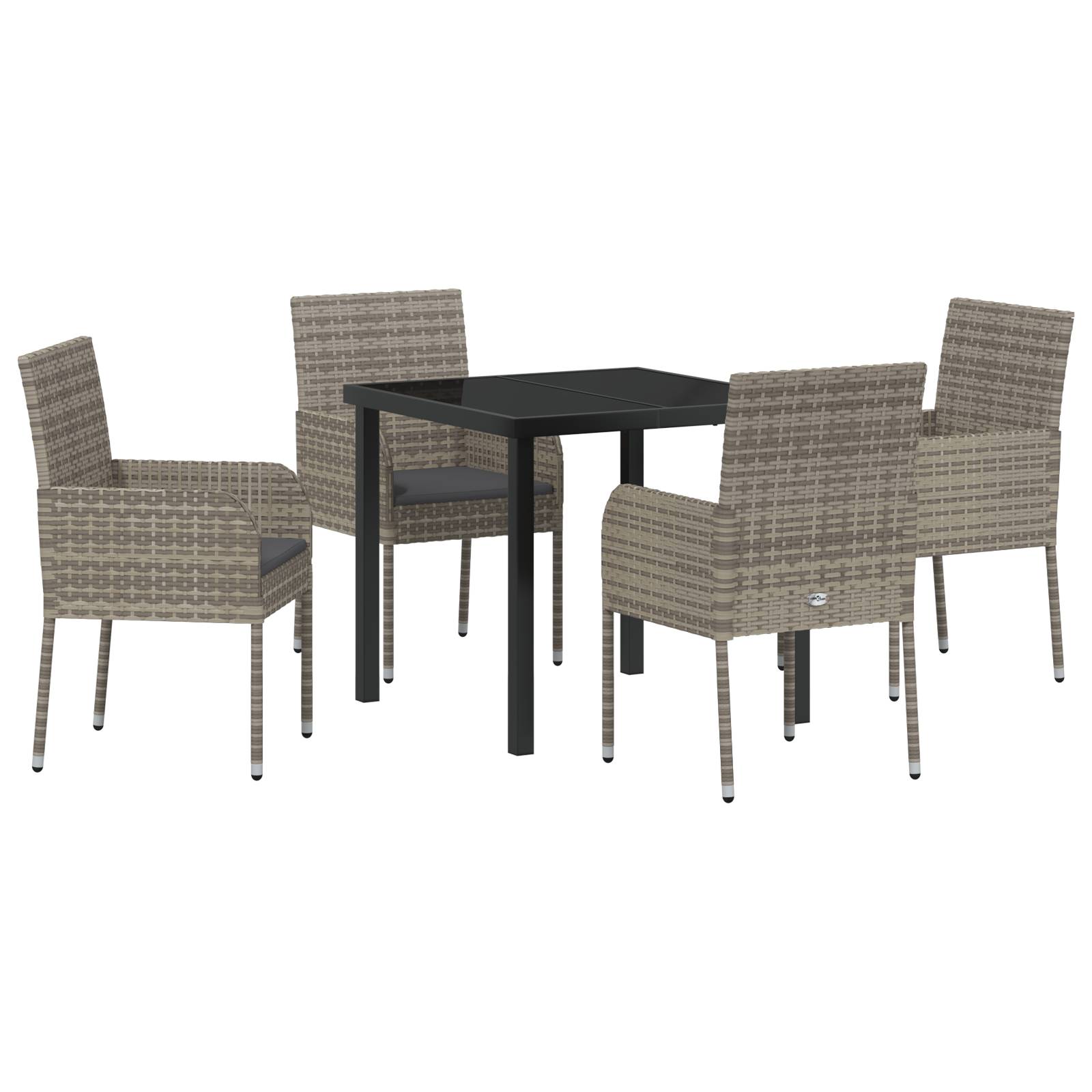 vidaXL 5-teiliges Garten-Essset mit Kissen Grau Poly Rattan