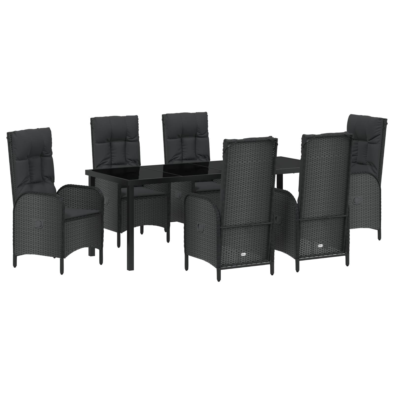 vidaXL 7-tlg. Garten-Essgruppe Schwarz Poly Rattan