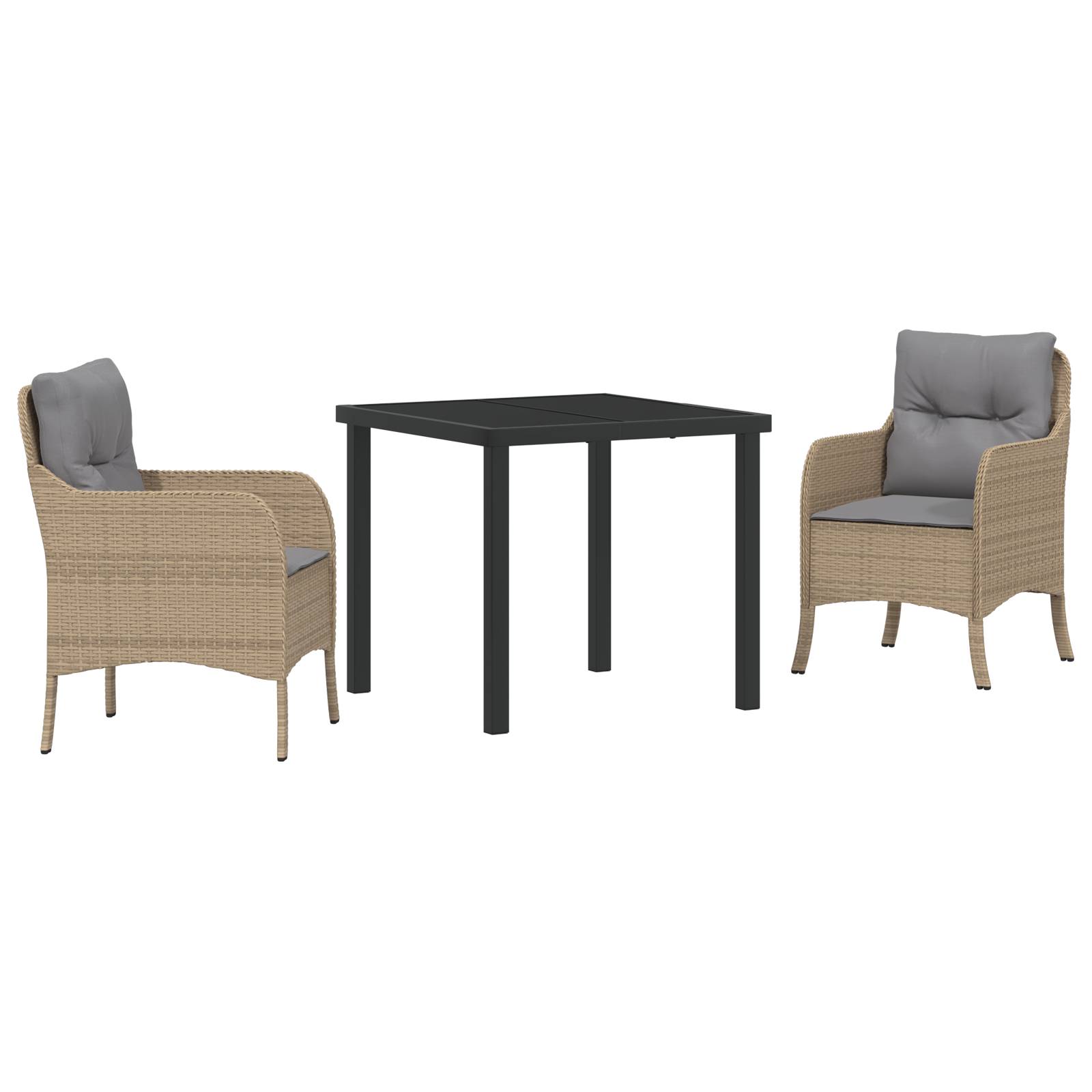 vidaXL 3-teiliges Garten-Dining-Set mit Kissen Beige Poly Rattan