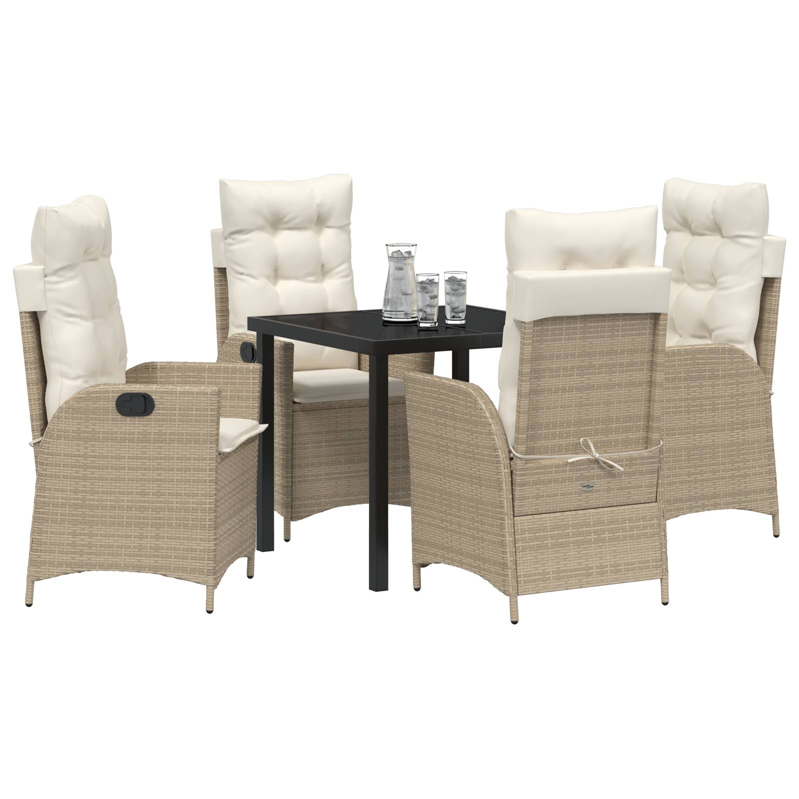 vidaXL 5-tlg. Garten-Essgruppe mit Kissen Beige Poly Rattan