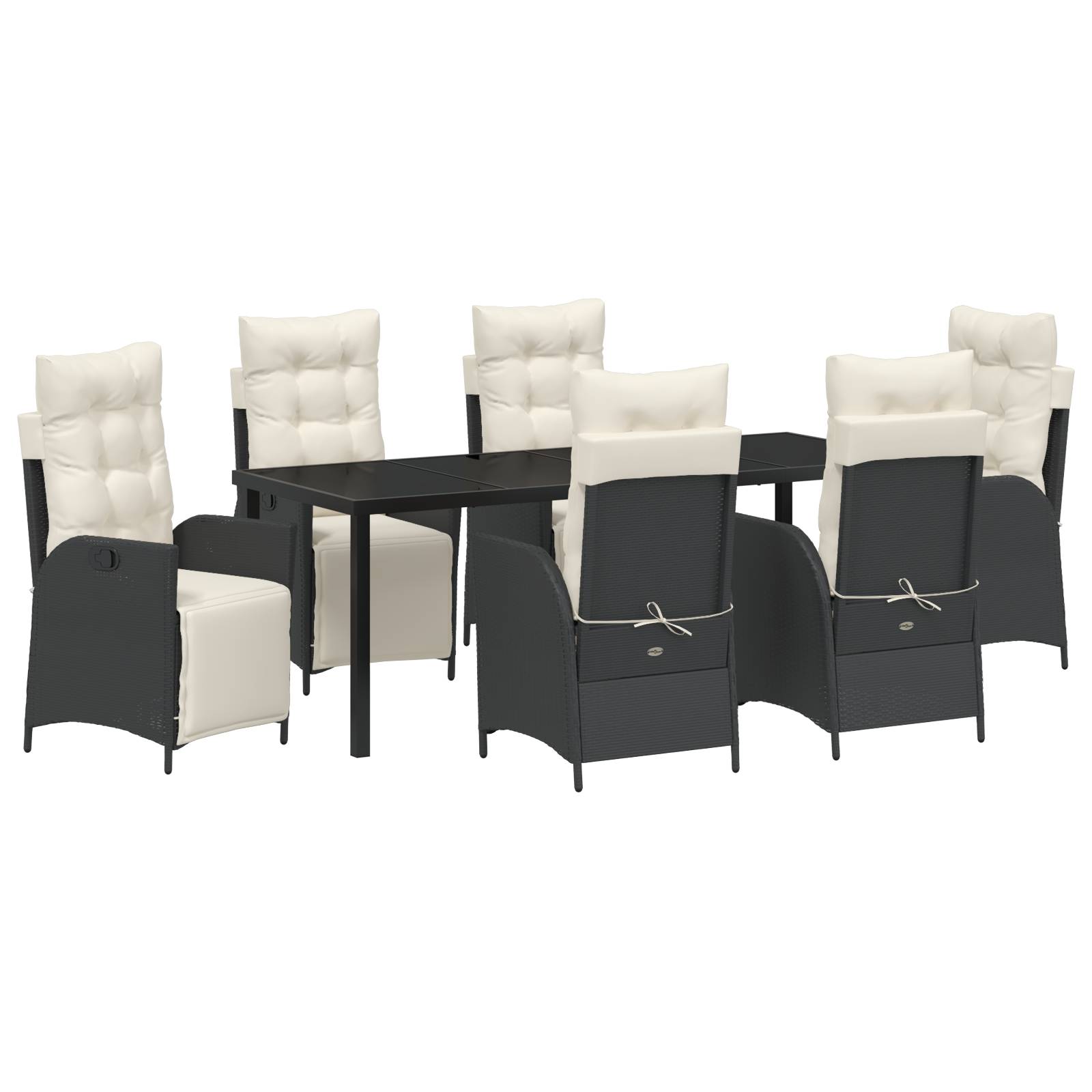 vidaXL 7-teiliges Garten-Esszimmer-Set Schwarz Poly Rattan