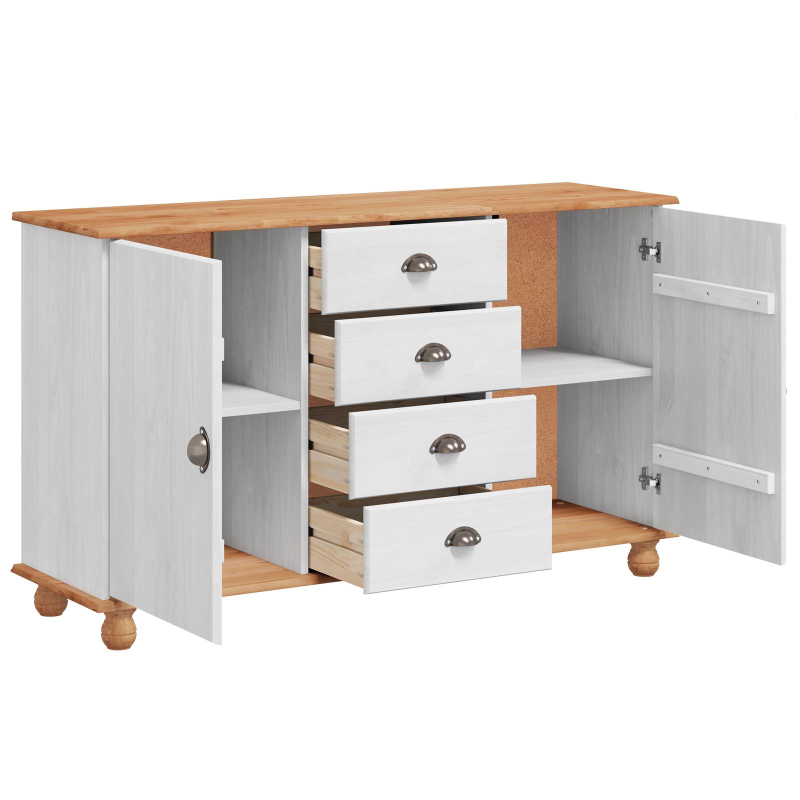 vidaXL Sideboard ASKIM Weiß 133,5x40x79 cm Massivholz Kiefer