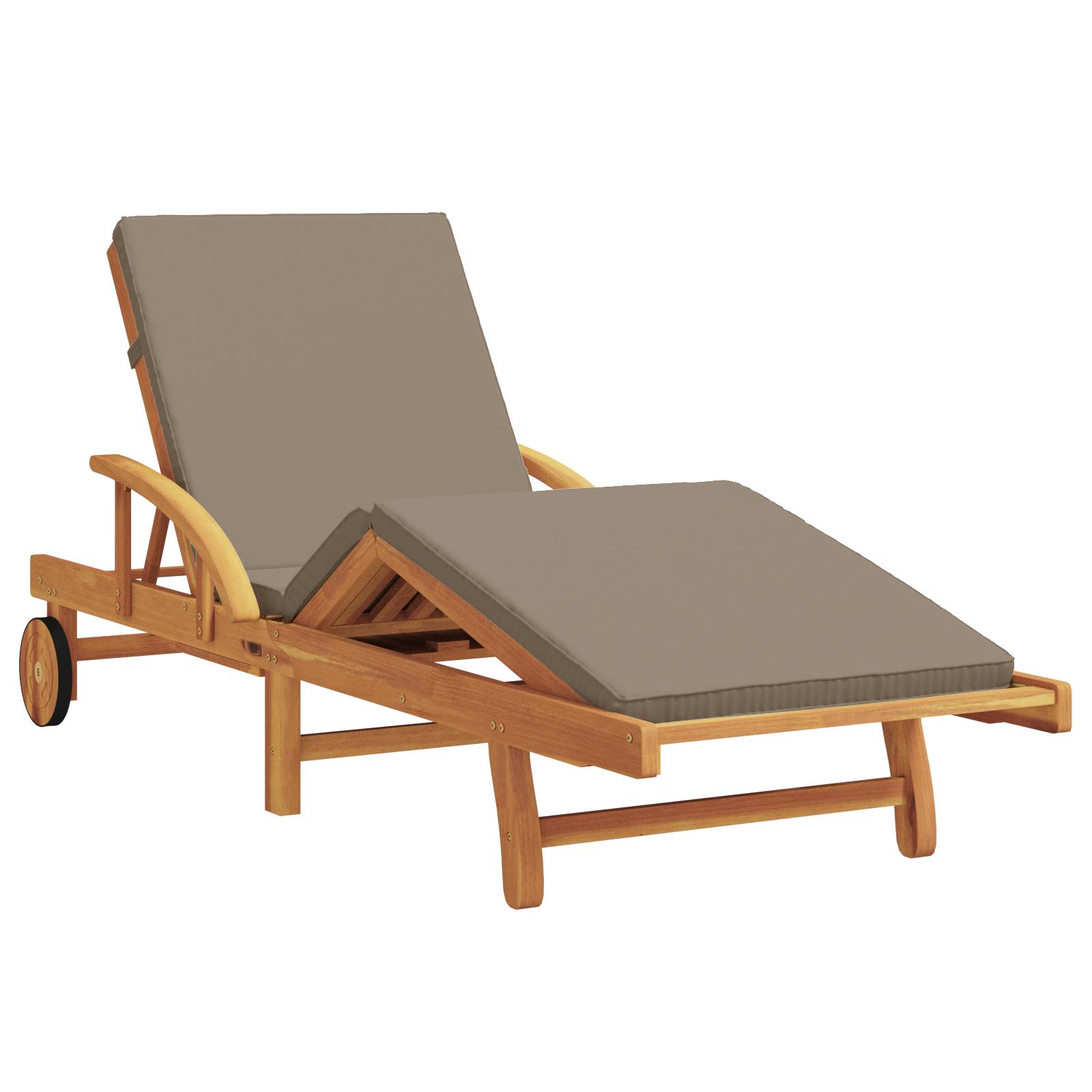 vidaXL Klappbare Sonnenliege mit Rädern & Kissen Taupe Massivholz Akazie