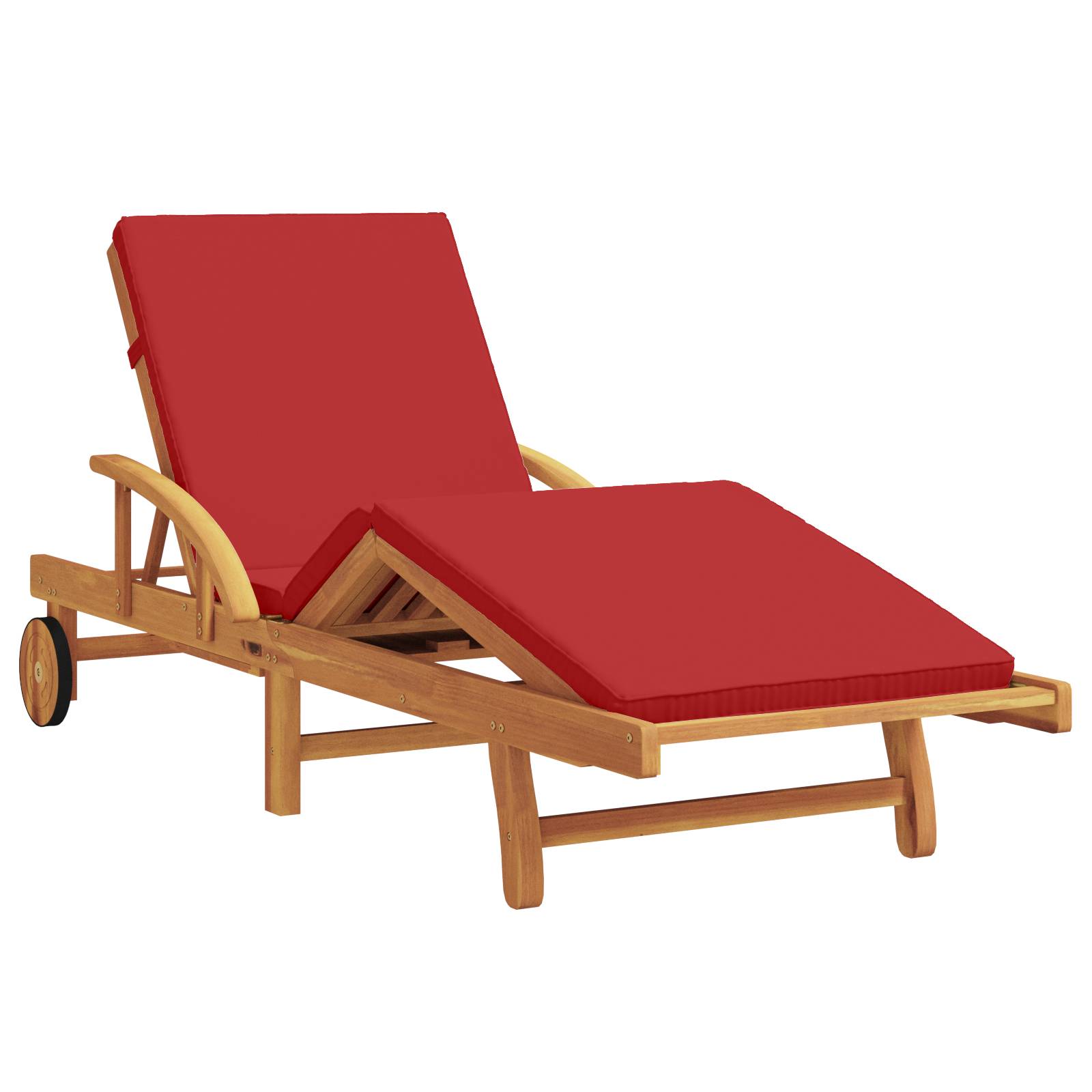 vidaXL Sonnenliege mit Kissen und Tisch aus rotem Akazienholz