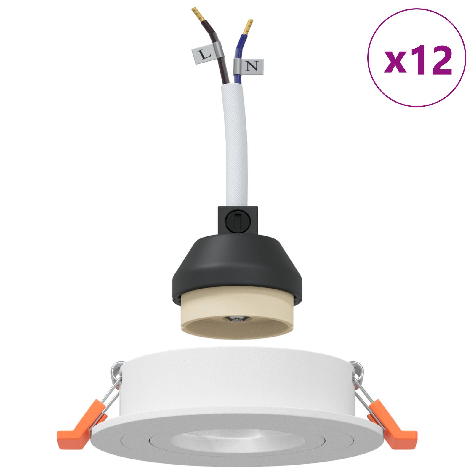 vidaXL Eingebaute Spotlights 12 Stück Rund GU10 Weiß Ø91 mm
