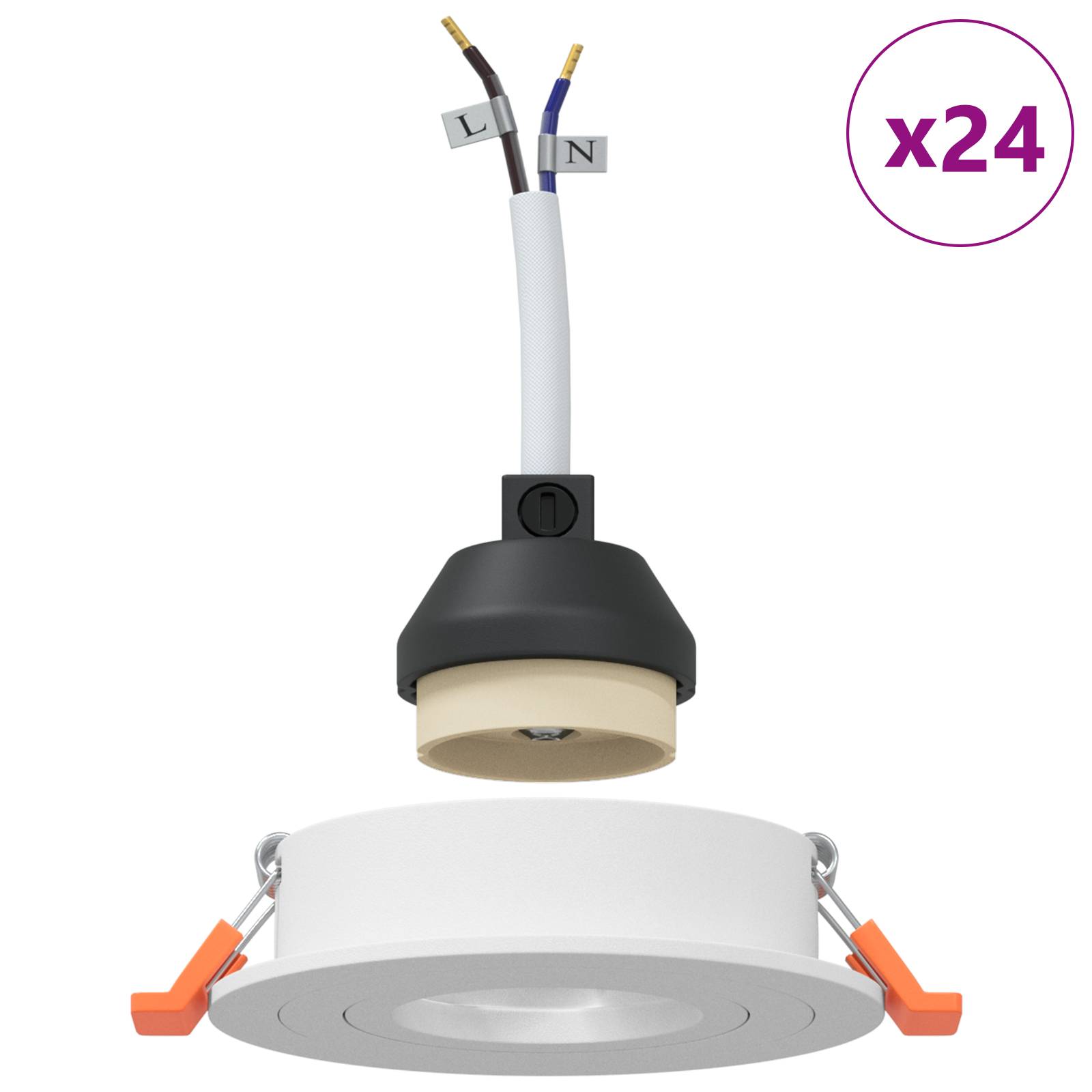 vidaXL Einbau-Spots 24 Stk Rund GU10 Weiß Ø91 mm