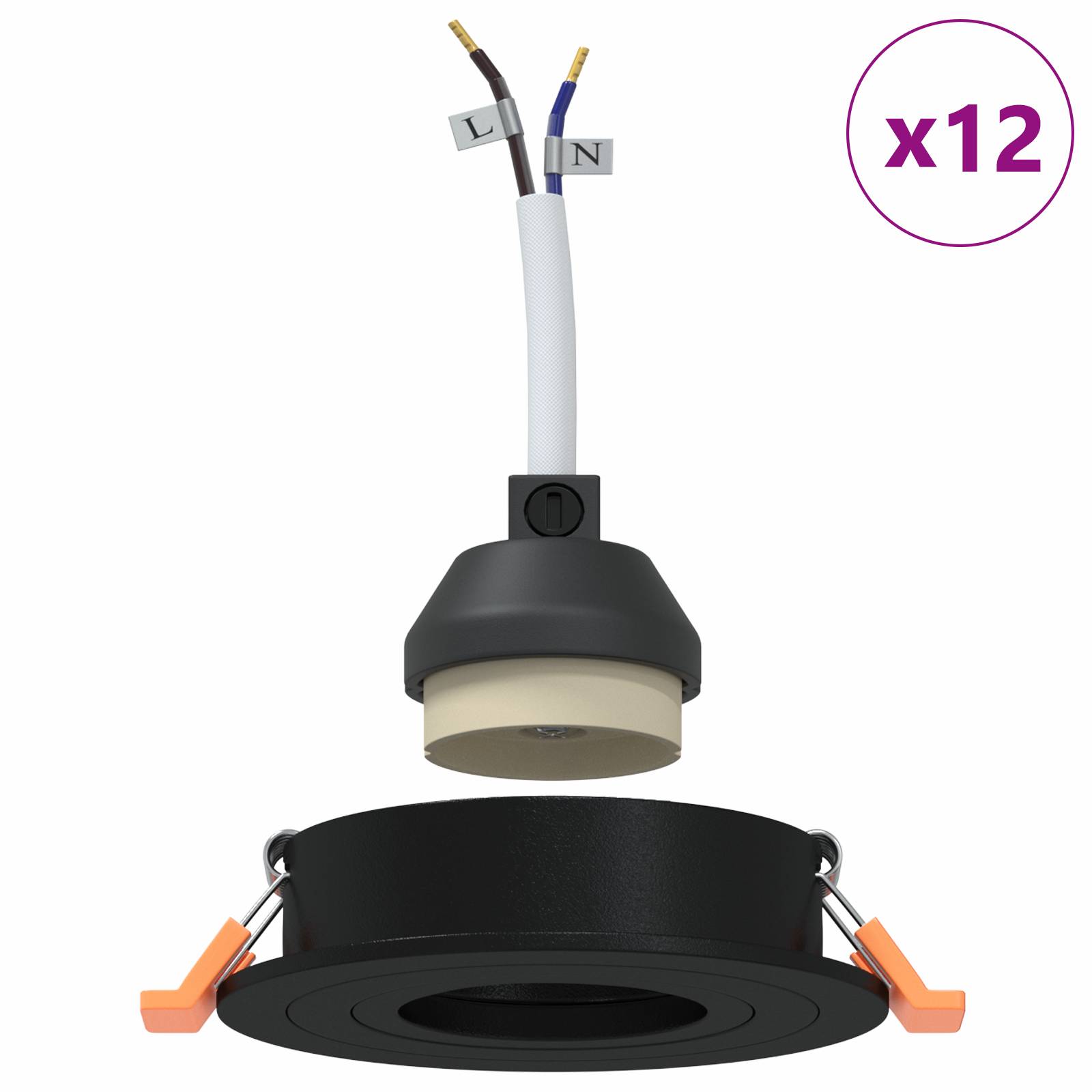 vidaXL Einbaustrahler 12 Stück Rund GU10 Schwarz Ø91 mm
