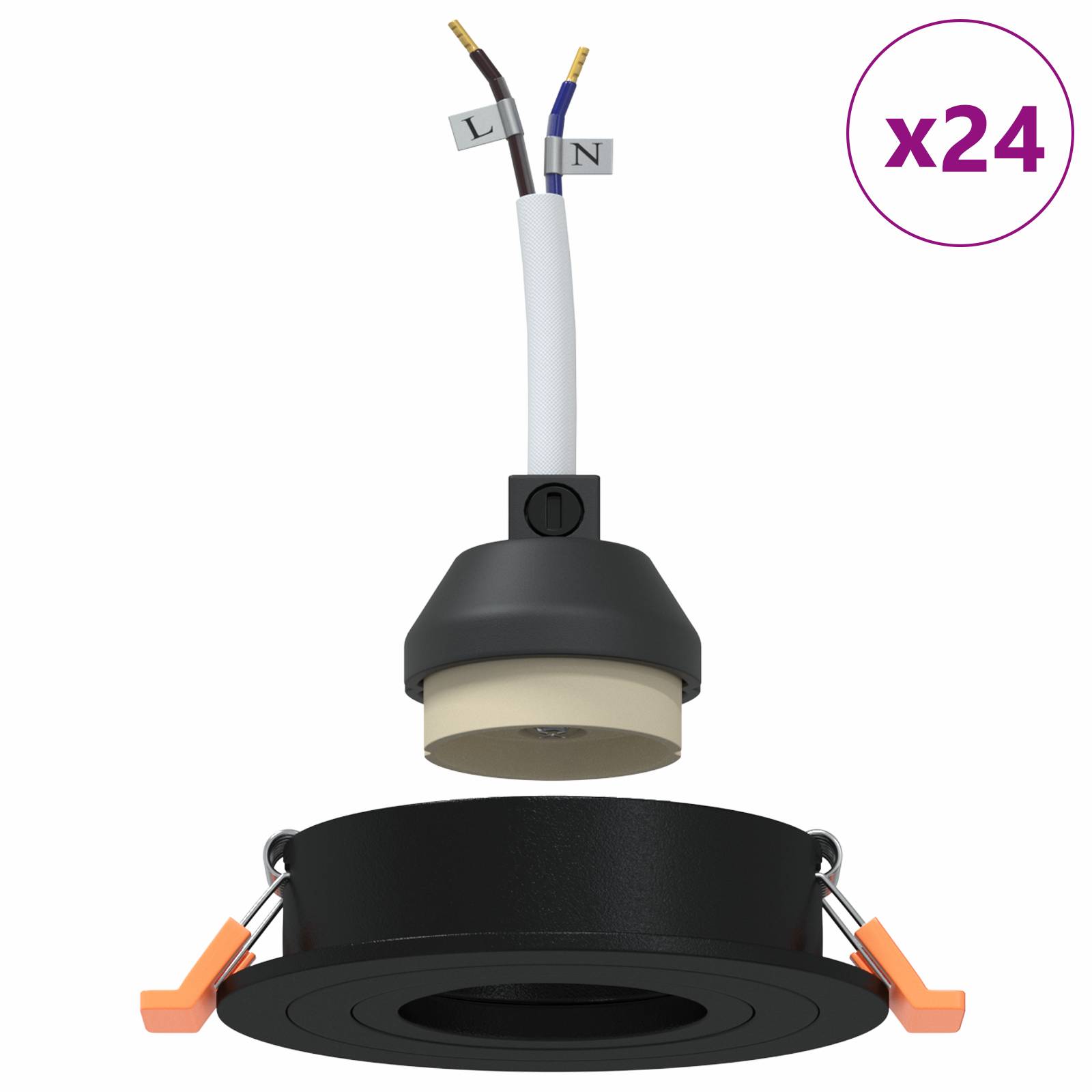 vidaXL Einbaustrahler 24 Stk. Rund GU10 Schwarz Ø91 mm
