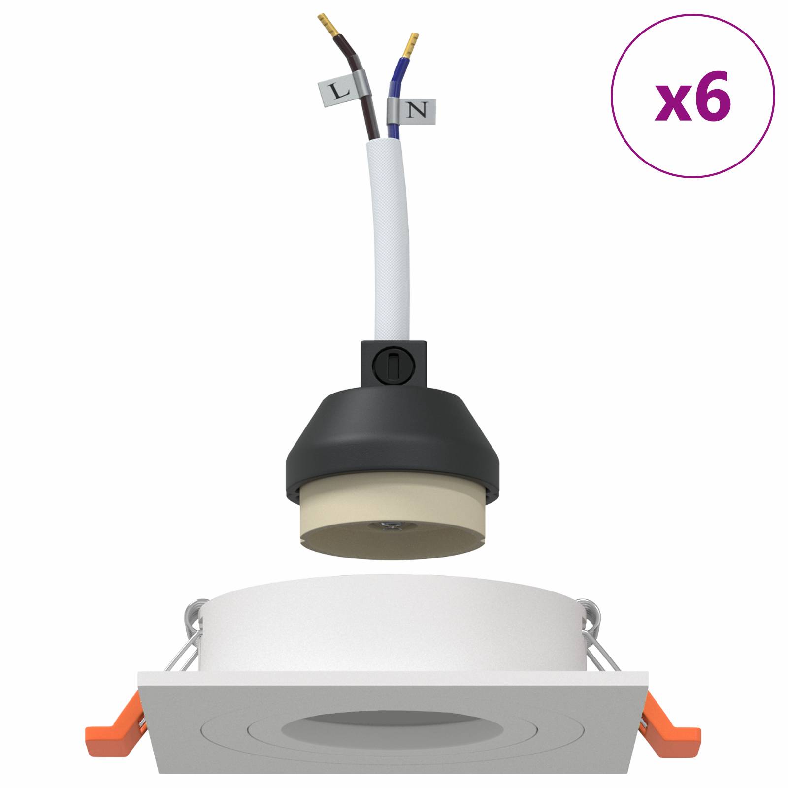 vidaXL Einbau-Spotlights 6 Stück Quadratisch GU10 Weiß 91x91 mm