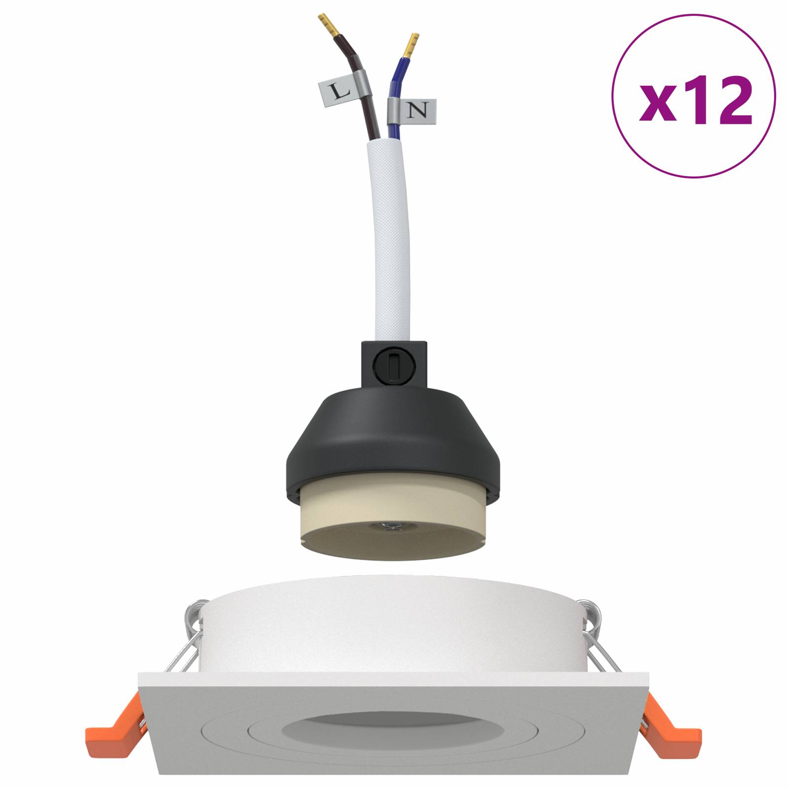 vidaXL Eingebaute Strahler 12 Stück Quadratisch GU10 Weiß 91x91 mm