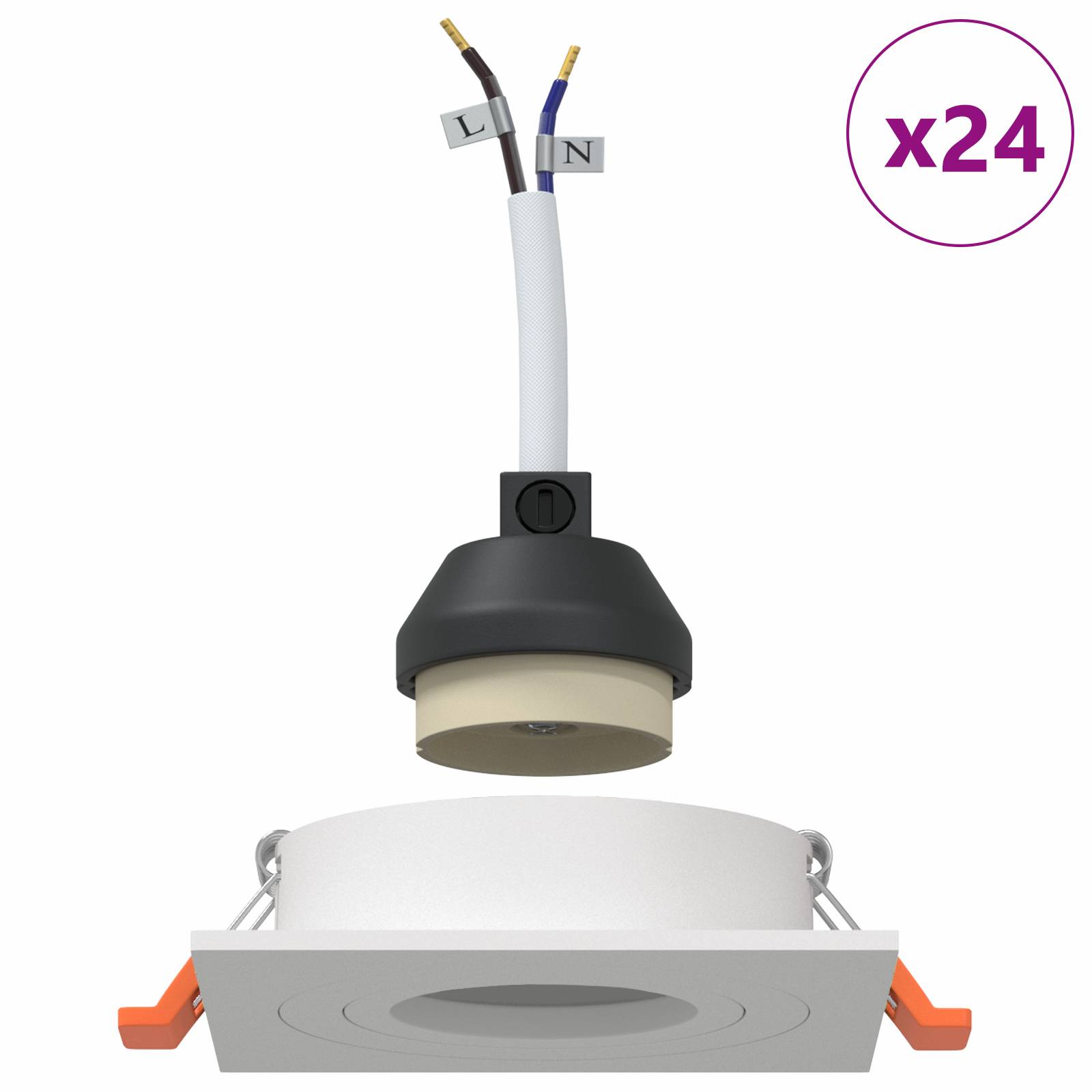 vidaXL Einbau-Strahler 24 Stück Quadratisch GU10 Weiß 91x91 mm