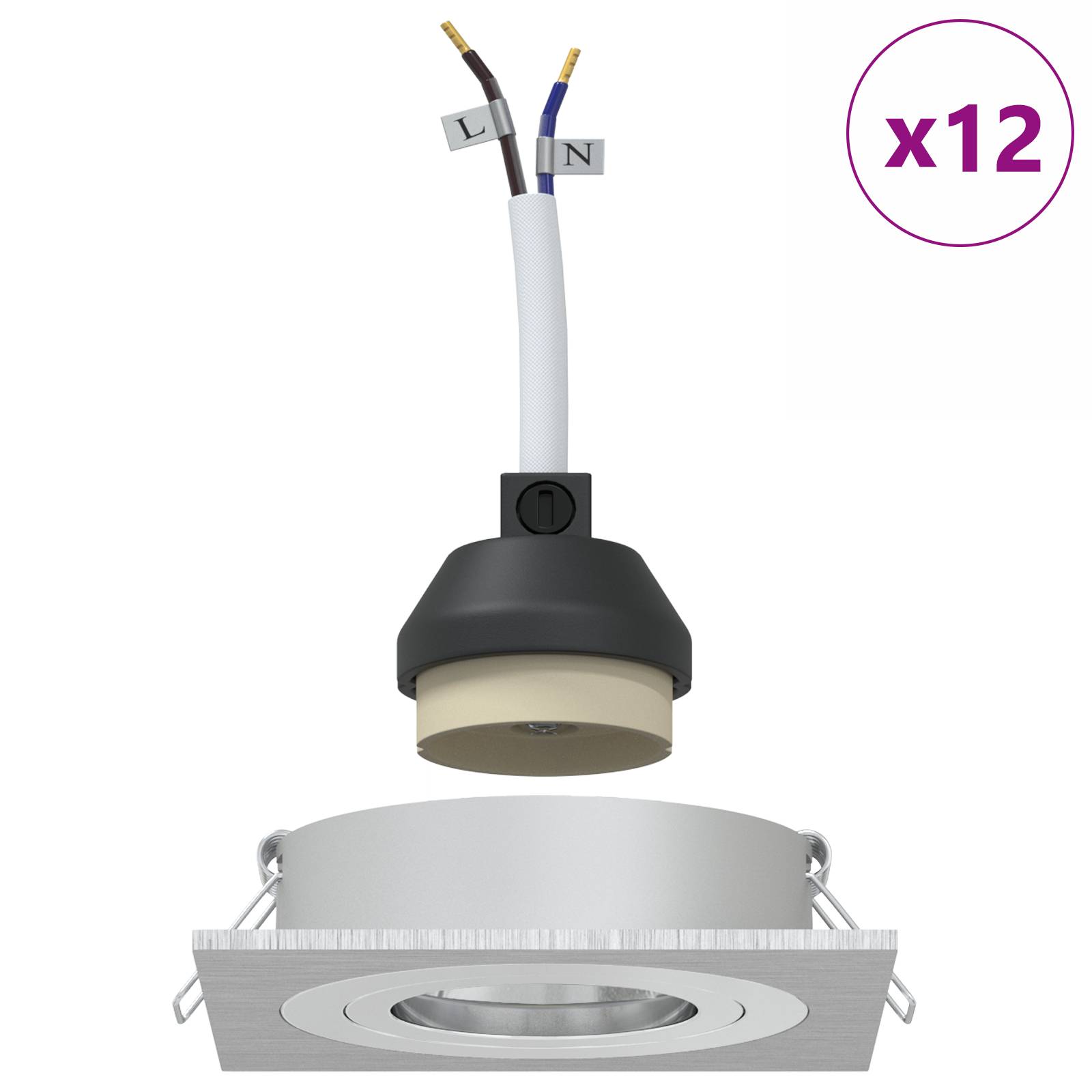 vidaXL Einbauspots 12 Stück Quadrat GU10 Silber 91x91 mm