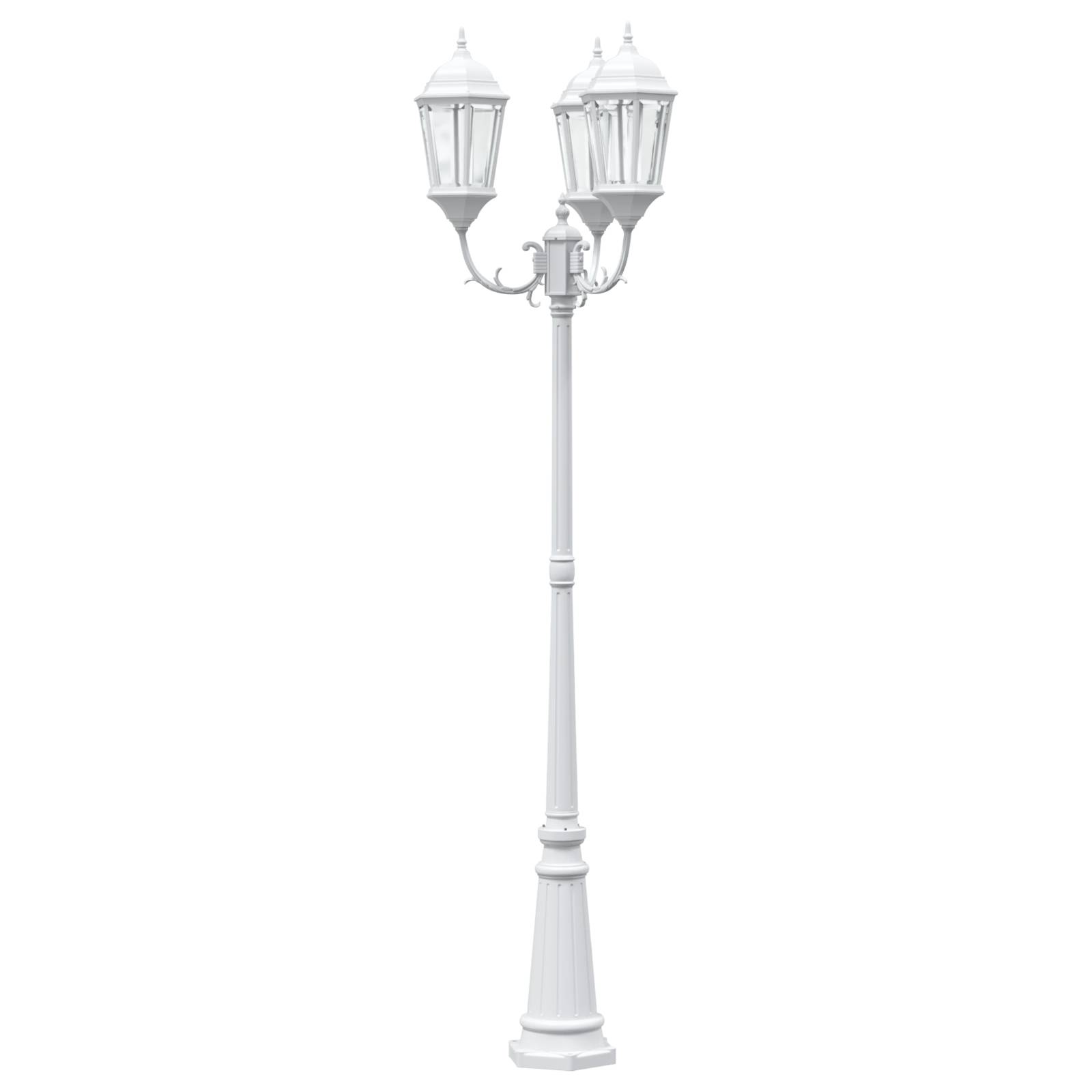 vidaXL Gartenlaterne mit 3 Lampen E27 Weiß 235 cm Aluminium