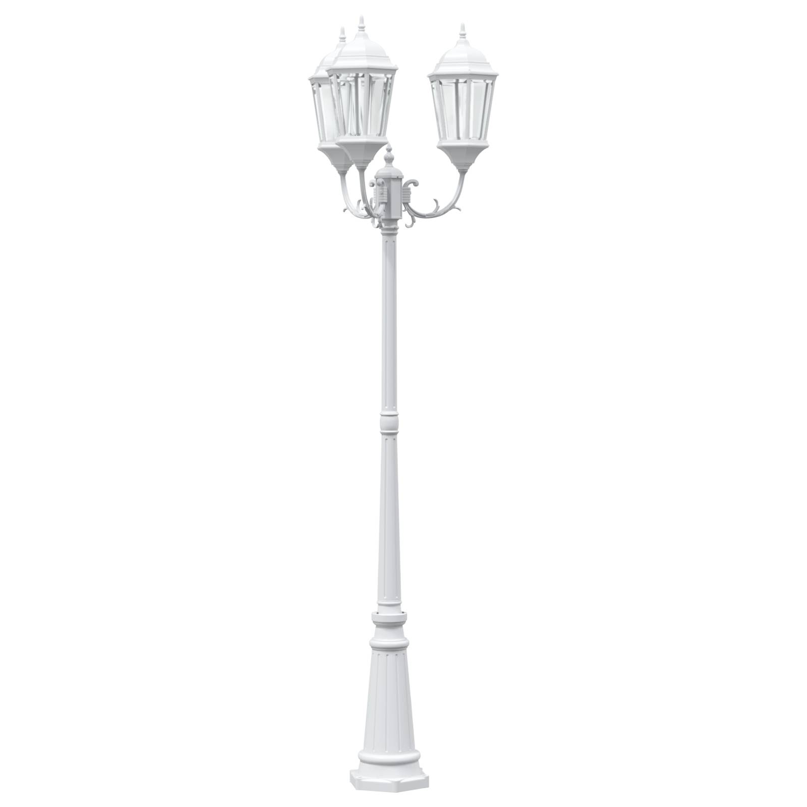 vidaXL Gartenlaterne mit 3 Lampen E27 Weiß 235 cm Aluminium
