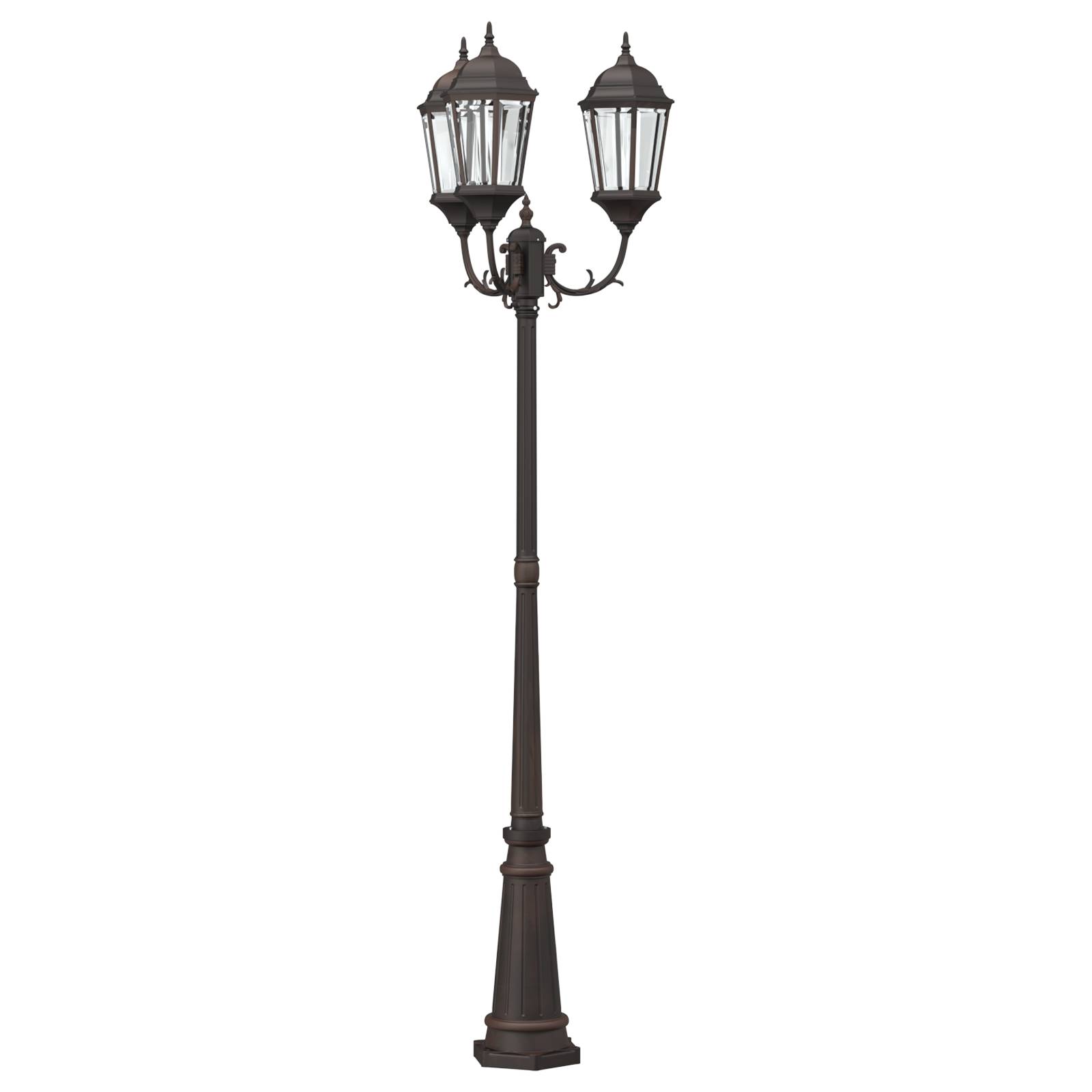 vidaXL Gartenlampenpfosten 3-Lampe E27 Bronze 235 cm Aluminium