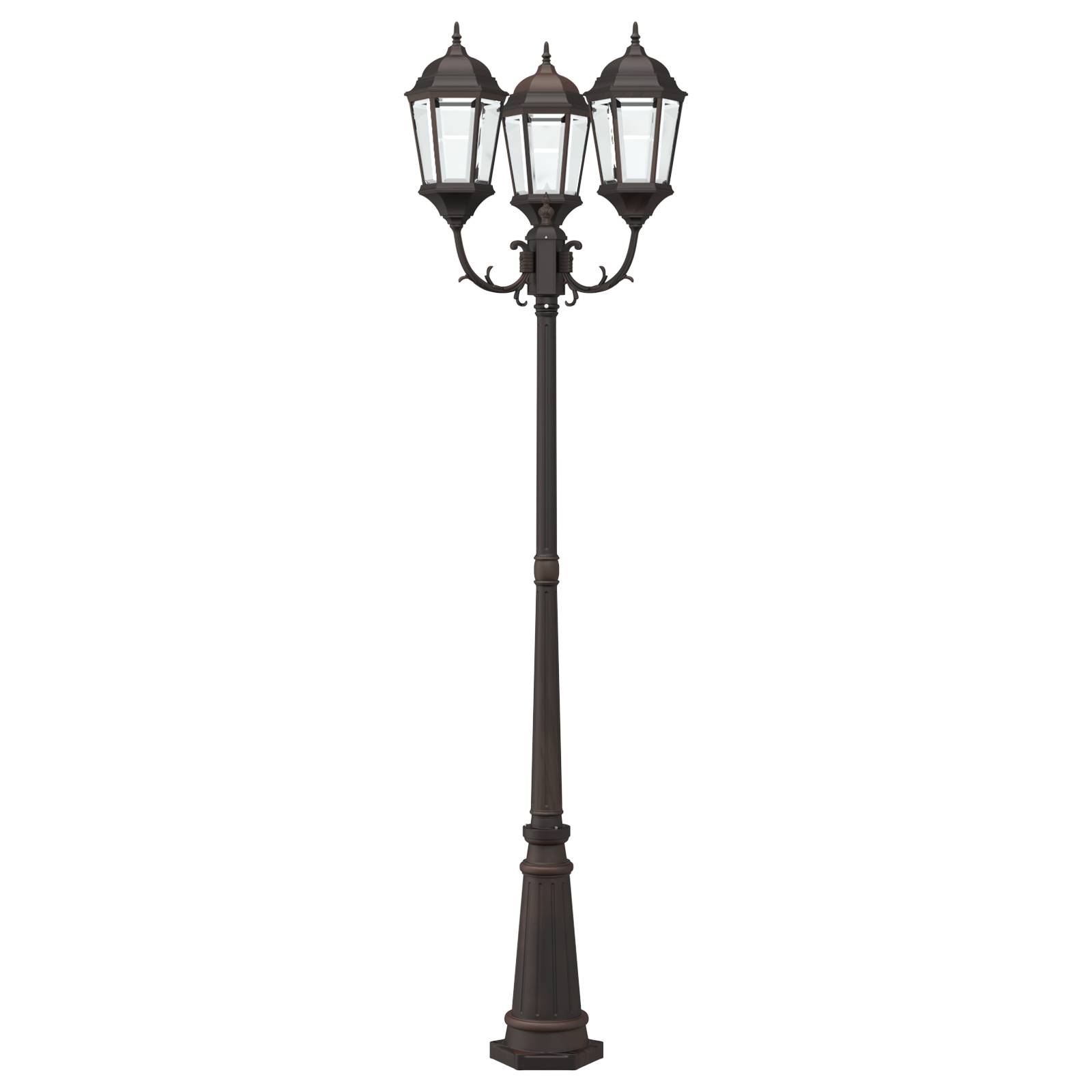 vidaXL Gartenlampenpfosten 3-Lampe E27 Bronze 235 cm Aluminium
