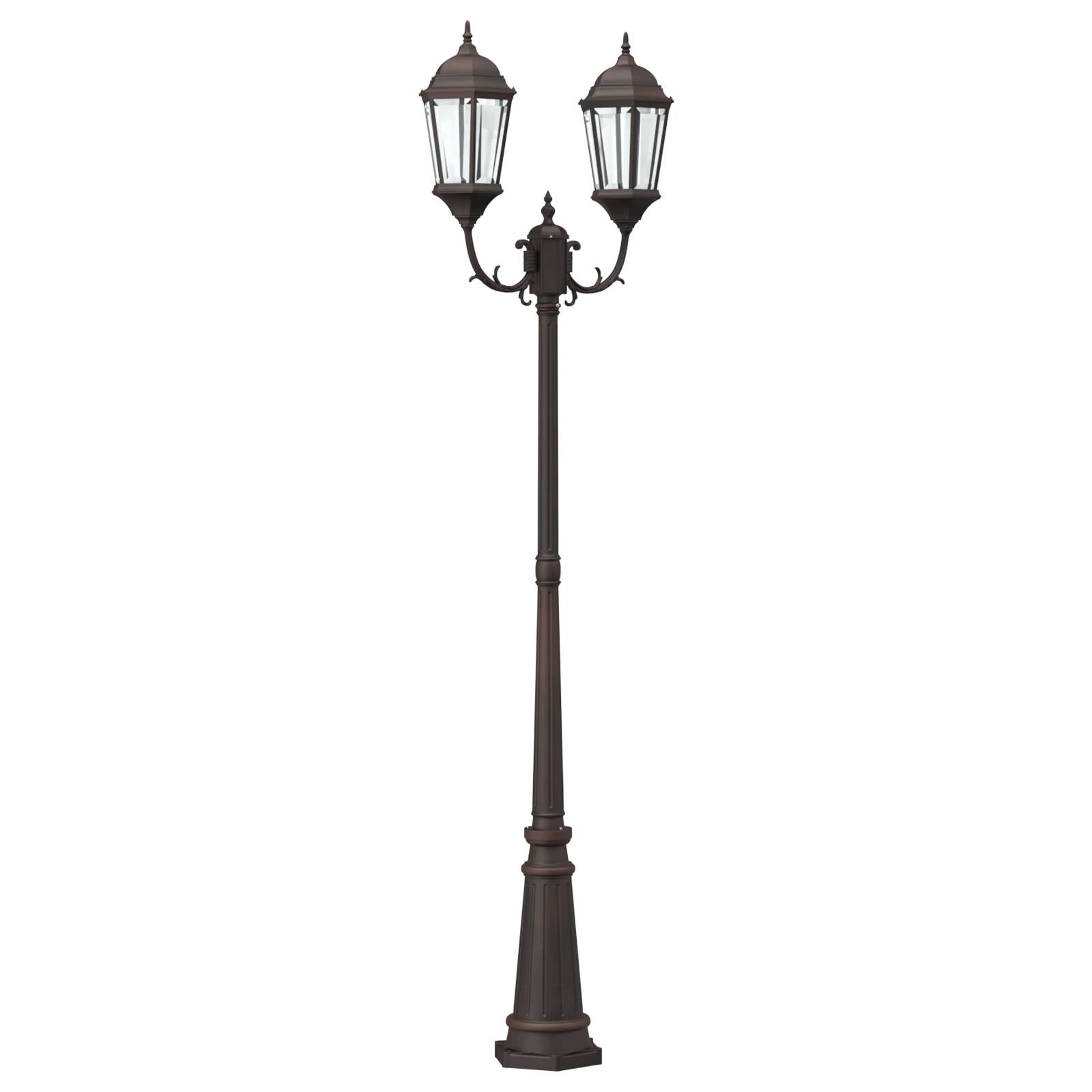 vidaXL Gartenlaterne mit 2 Lampen E27 Bronze 235 cm Aluminium