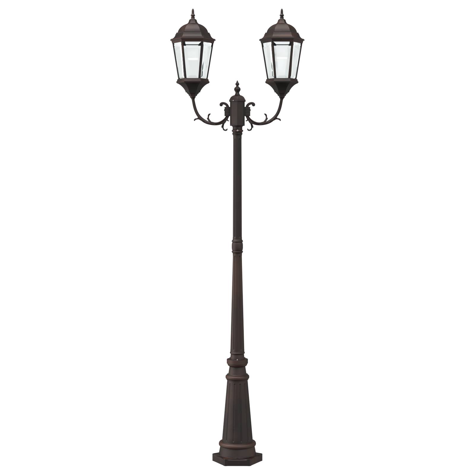 vidaXL Gartenlaterne mit 2 Lampen E27 Bronze 235 cm Aluminium