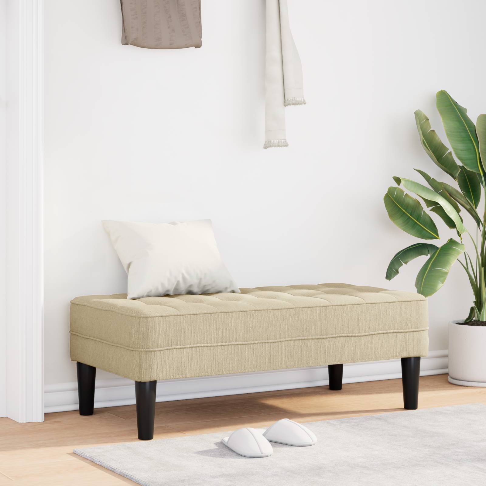 vidaXL Bank Creme 113x57x39 cm Stoff