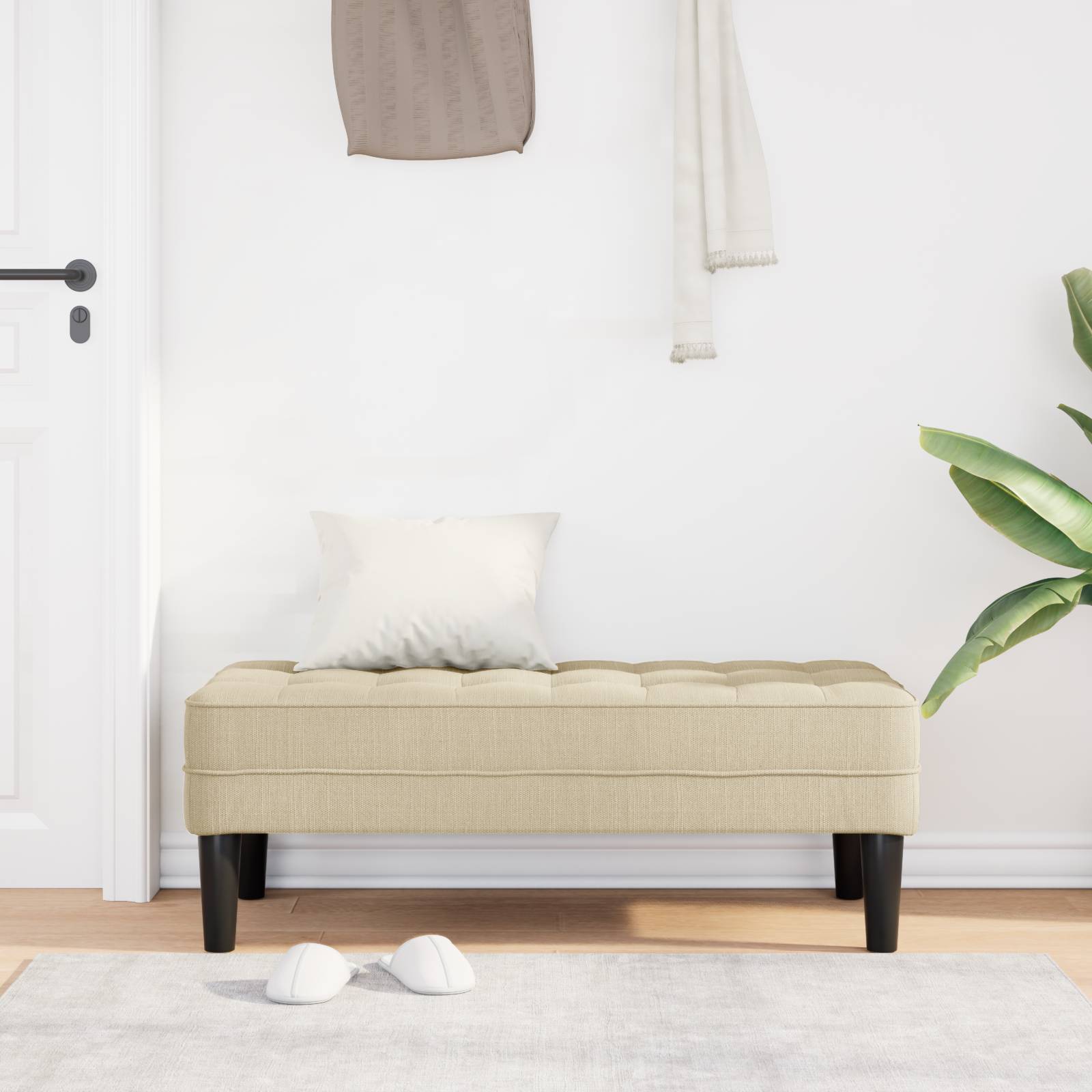 vidaXL Bank Creme 113x57x39 cm Stoff