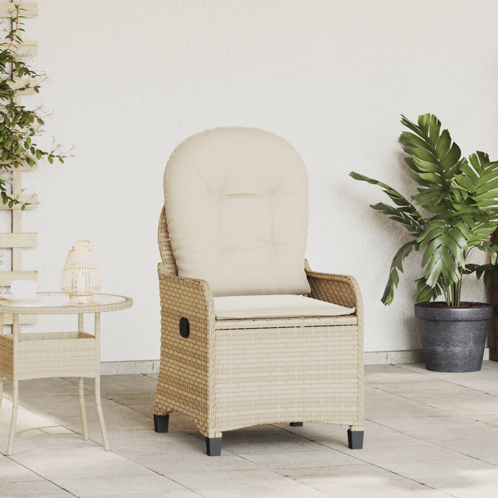 vidaXL Relaxsessel mit Kissen Beige Poly Rattan