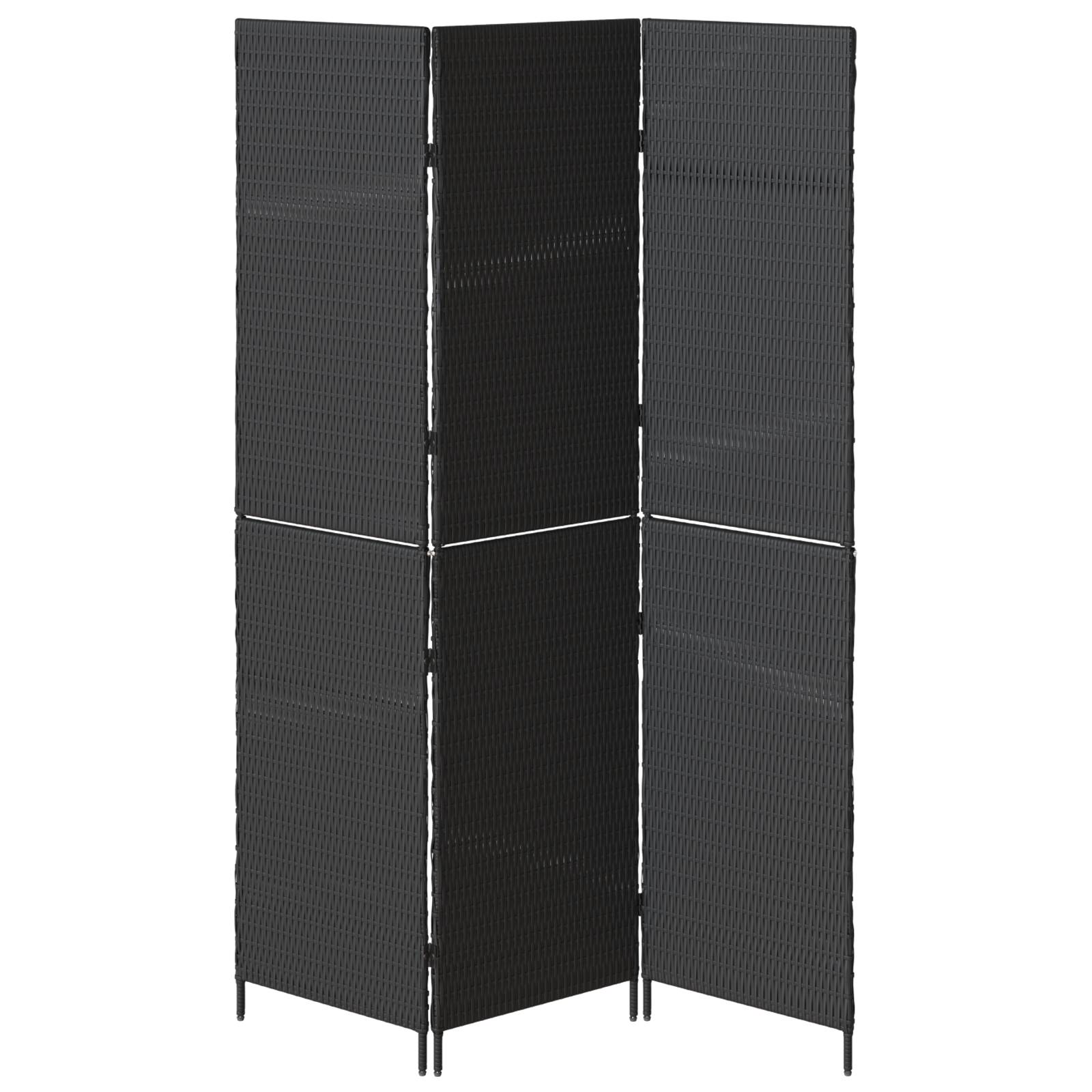 vidaXL Raumteiler 3-teilig Faltbar Schwarz 146x180 cm Poly Rattan