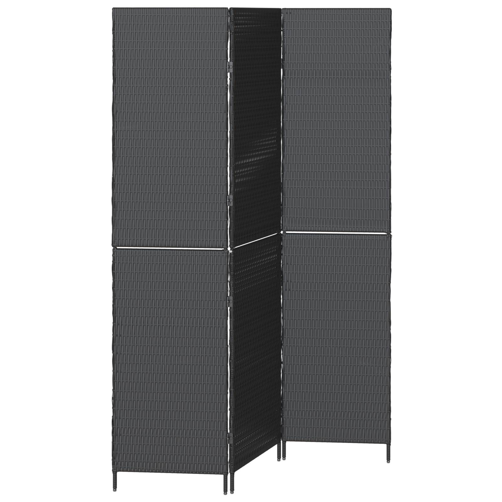 vidaXL Raumteiler 3-teilig Faltbar Schwarz 146x180 cm Poly Rattan