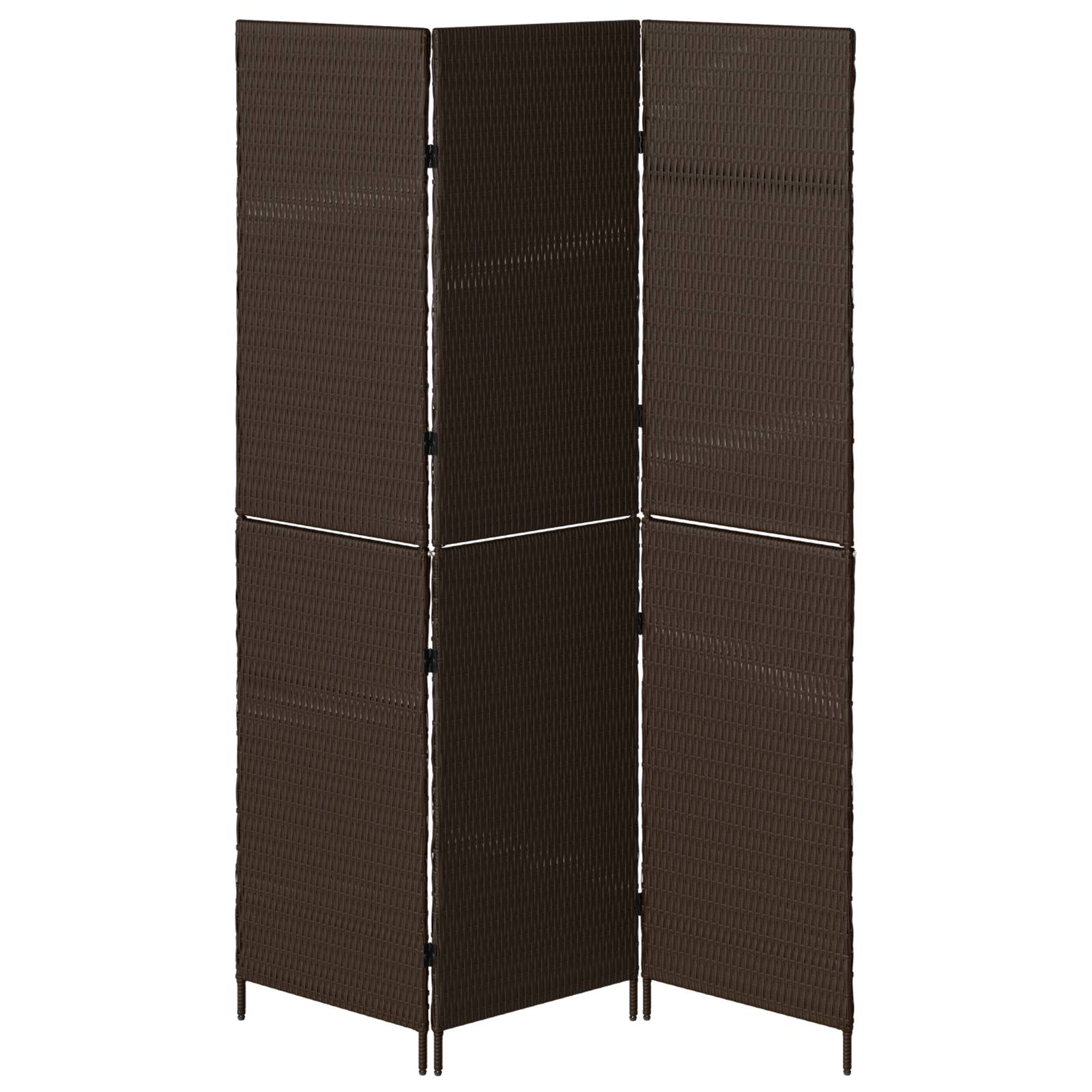 vidaXL Raumteiler 3-teilig Faltbar Braun 146x180 cm Poly Rattan
