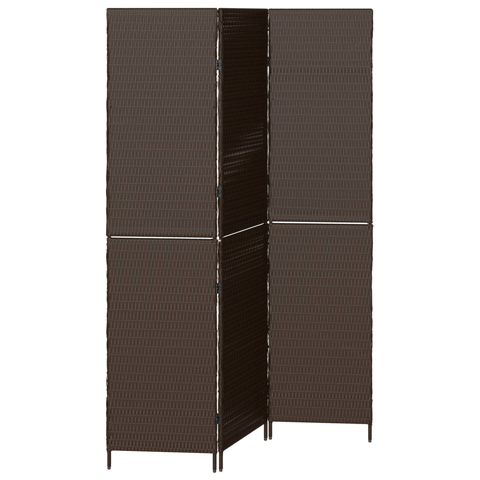 vidaXL Raumteiler 3-teilig Faltbar Braun 146x180 cm Poly Rattan