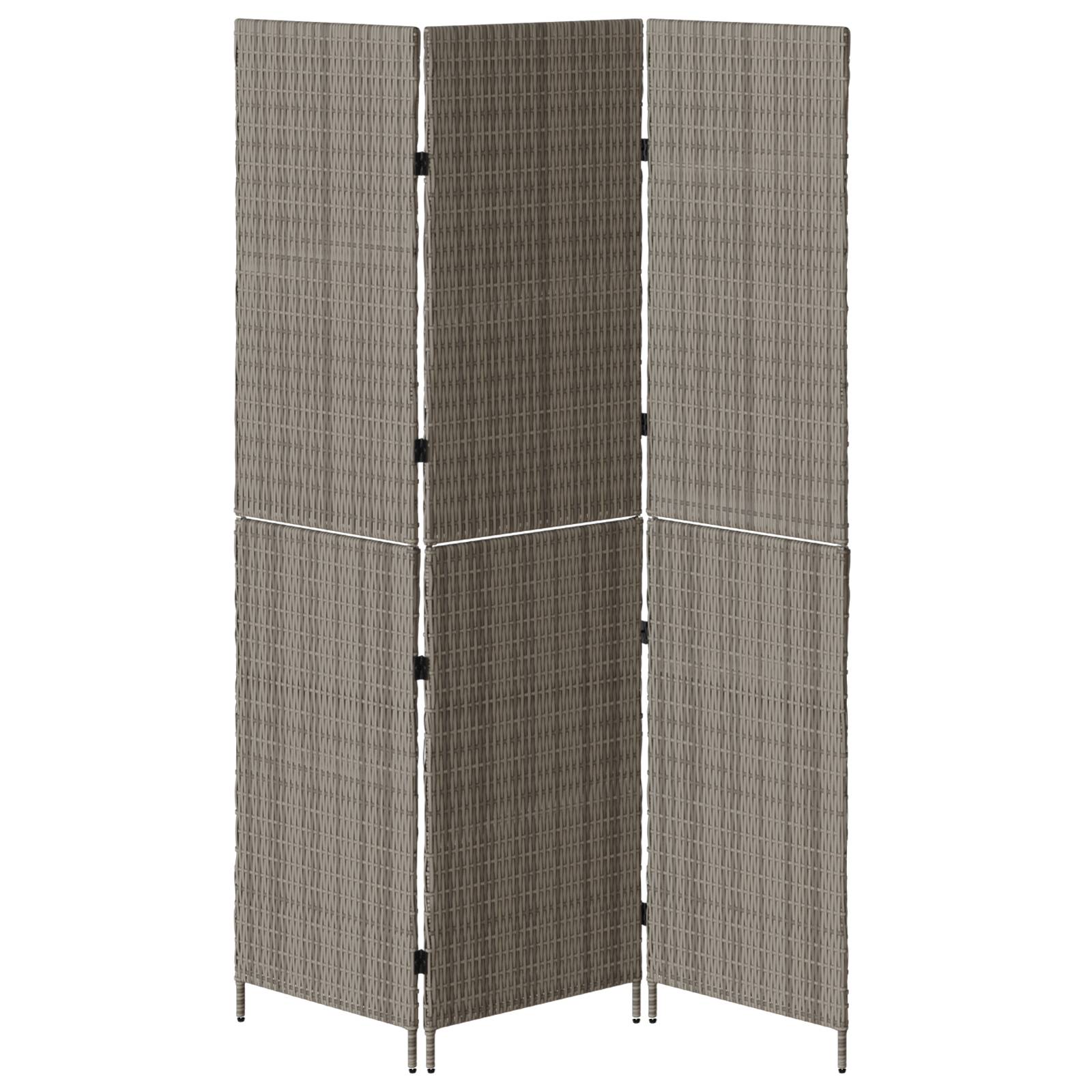 vidaXL Raumteiler 3-teilig Faltbar Grau 147x180 cm Poly Rattan