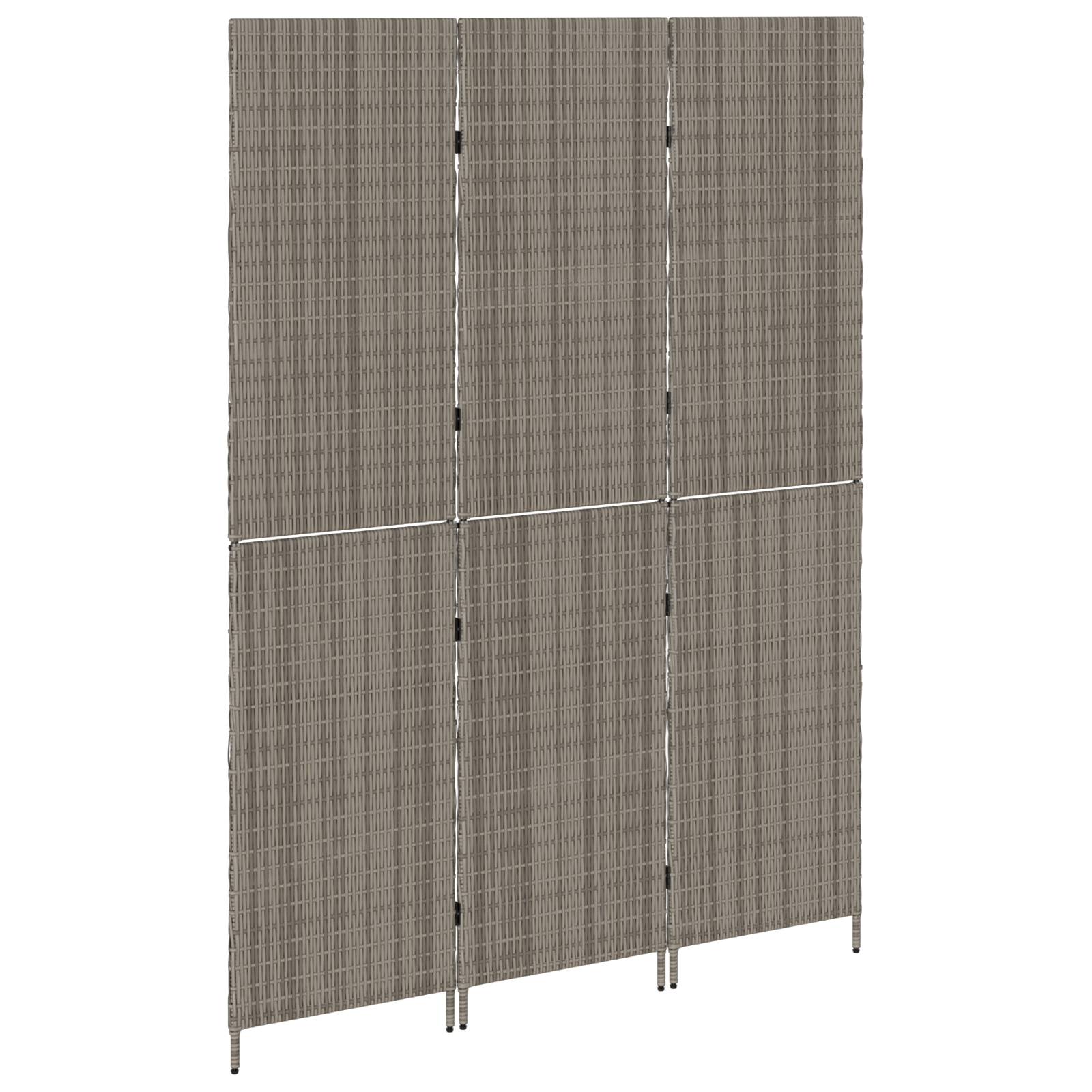 vidaXL Raumteiler 3-teilig Faltbar Grau 147x180 cm Poly Rattan