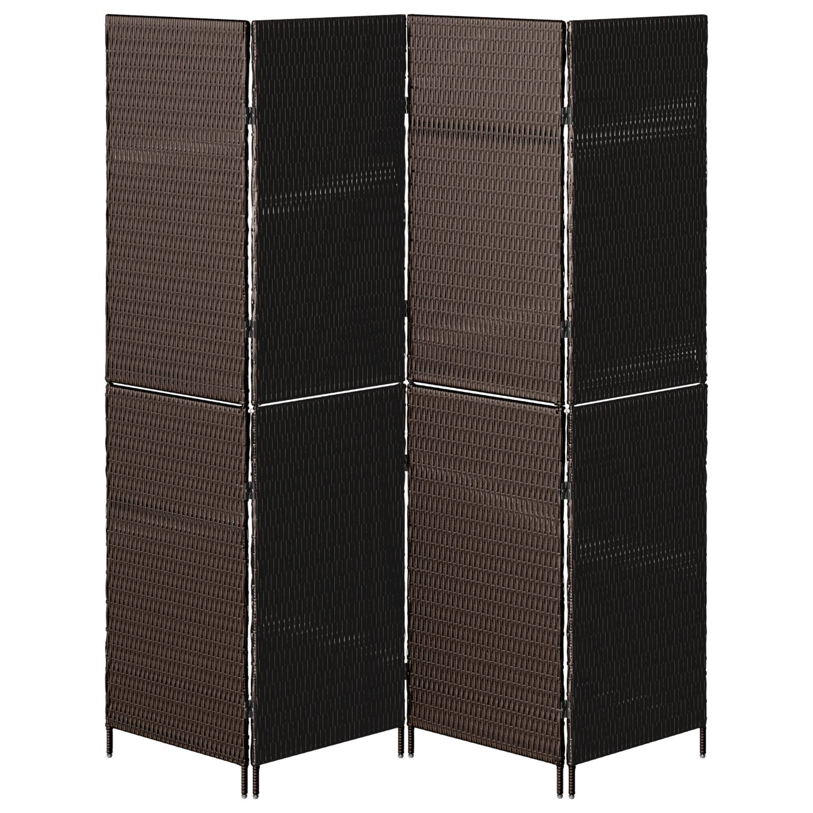 vidaXL Raumteiler 4-teilig Faltbar Braun 195x180 cm Poly Rattan