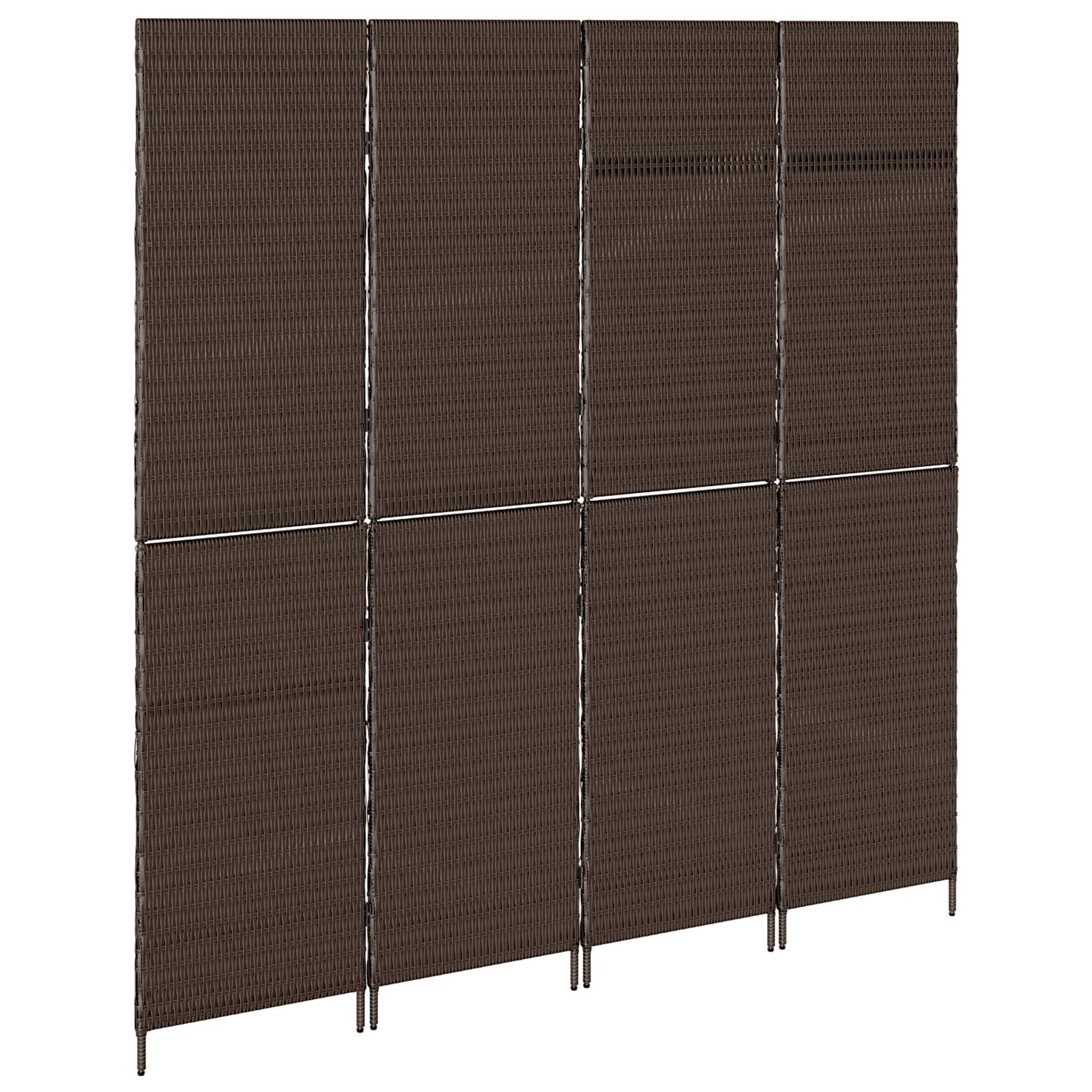 vidaXL Raumteiler 4-teilig Faltbar Braun 195x180 cm Poly Rattan