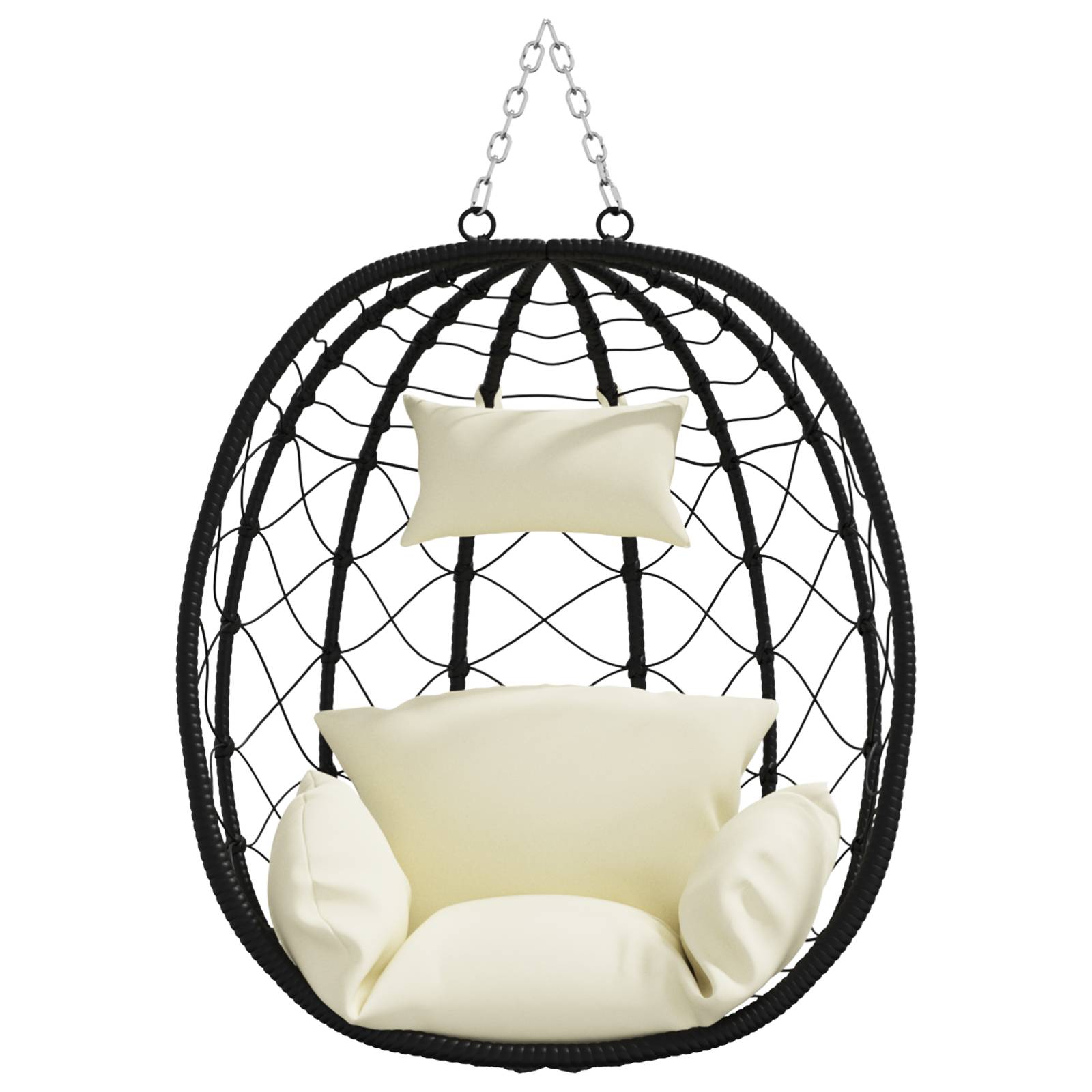 vidaXL Hängestuhl Basket ohne Stand Creme-Weiß Poly Rattan