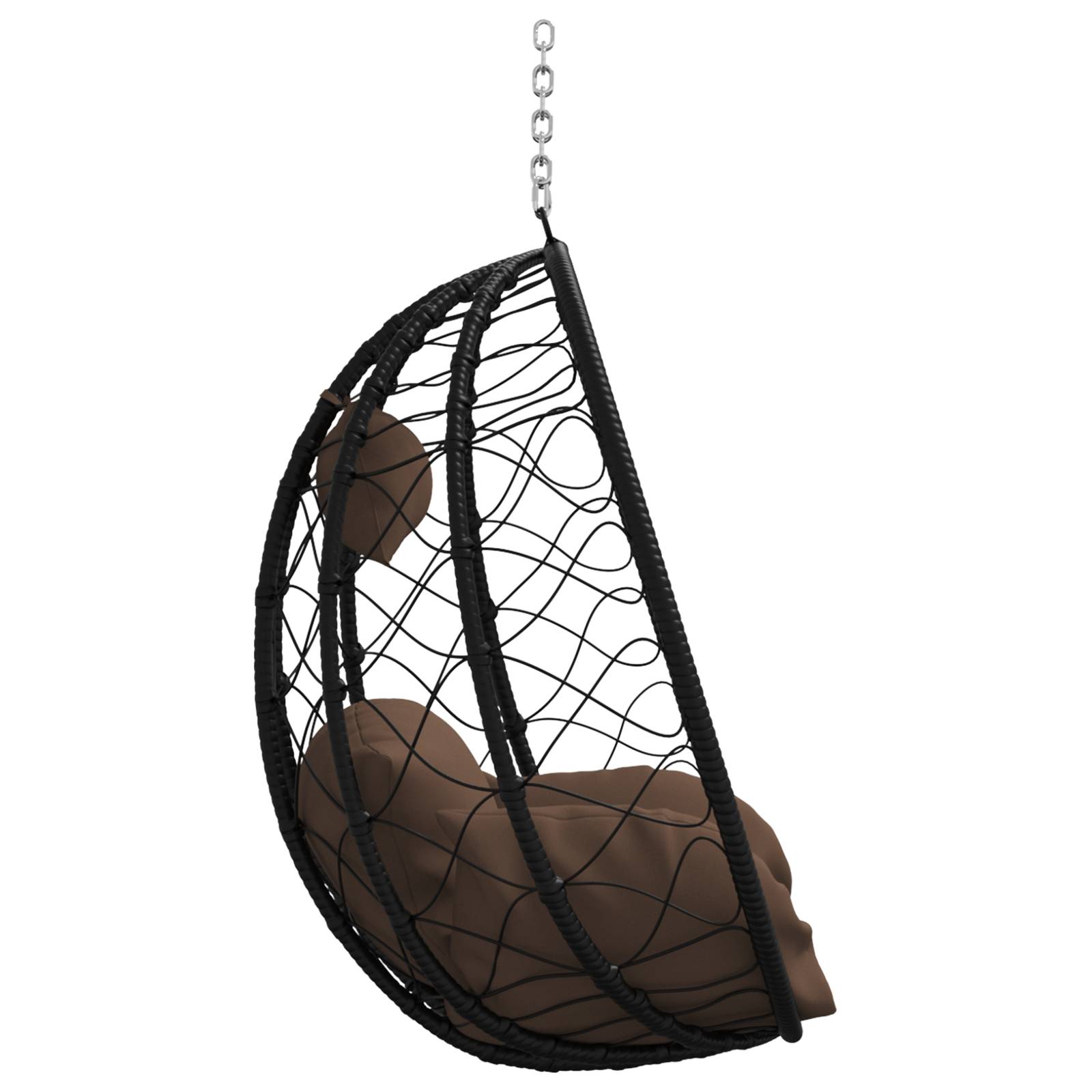 vidaXL Hängender Eierstuhl Korb ohne Ständer Kaffee Poly Rattan
