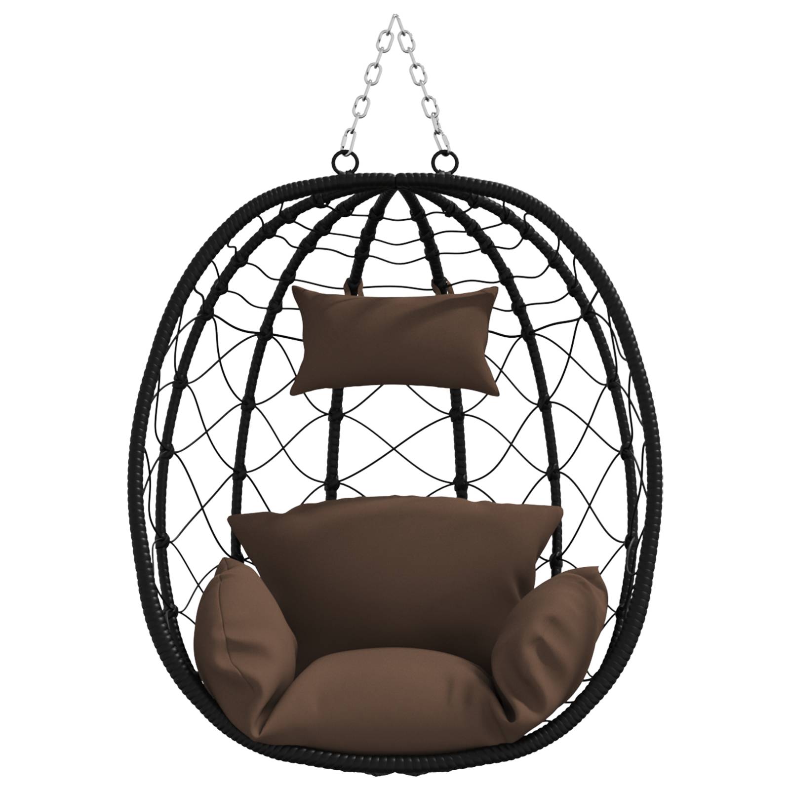 vidaXL Hängender Eierstuhl Korb ohne Ständer Kaffee Poly Rattan