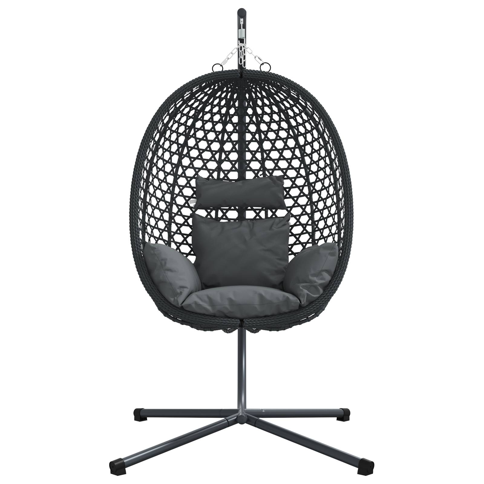 vidaXL Hängender Eierstuhl Korb mit Ständer Anthrazit Poly Rattan