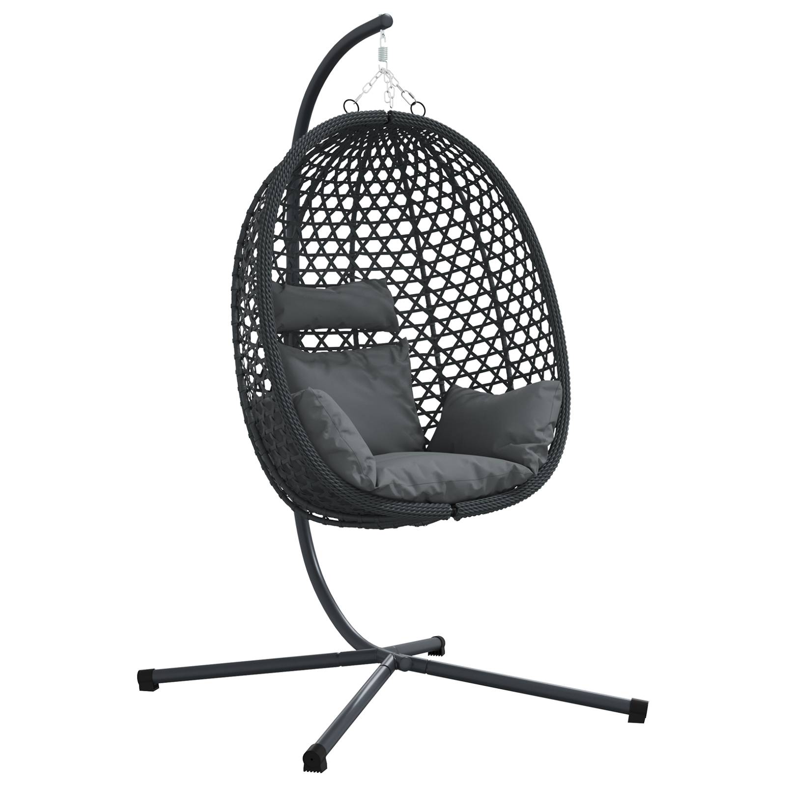 vidaXL Hängender Eierstuhl Korb mit Ständer Anthrazit Poly Rattan