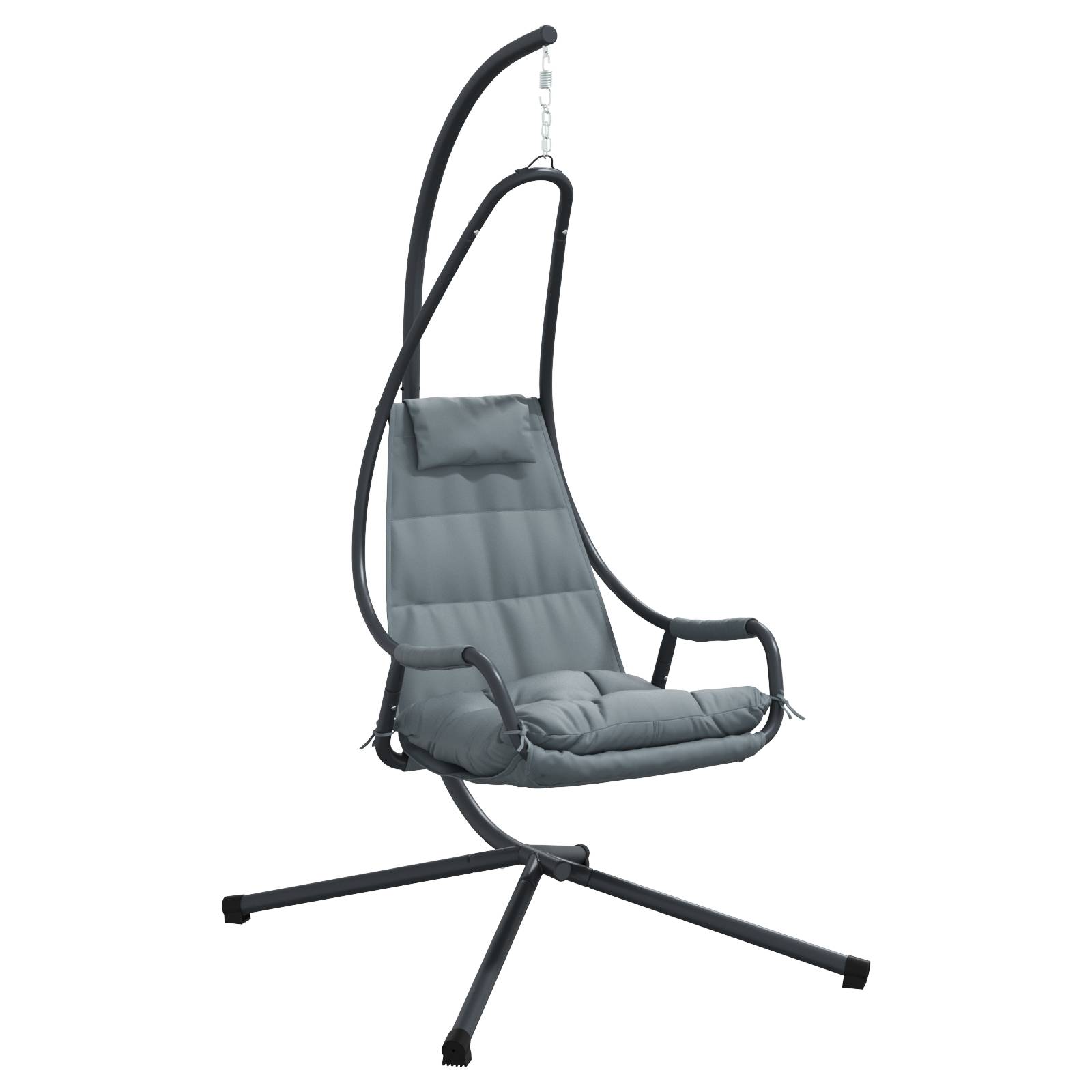 vidaXL Hängesessel mit Gestell und Kissen Anthrazit Stahl