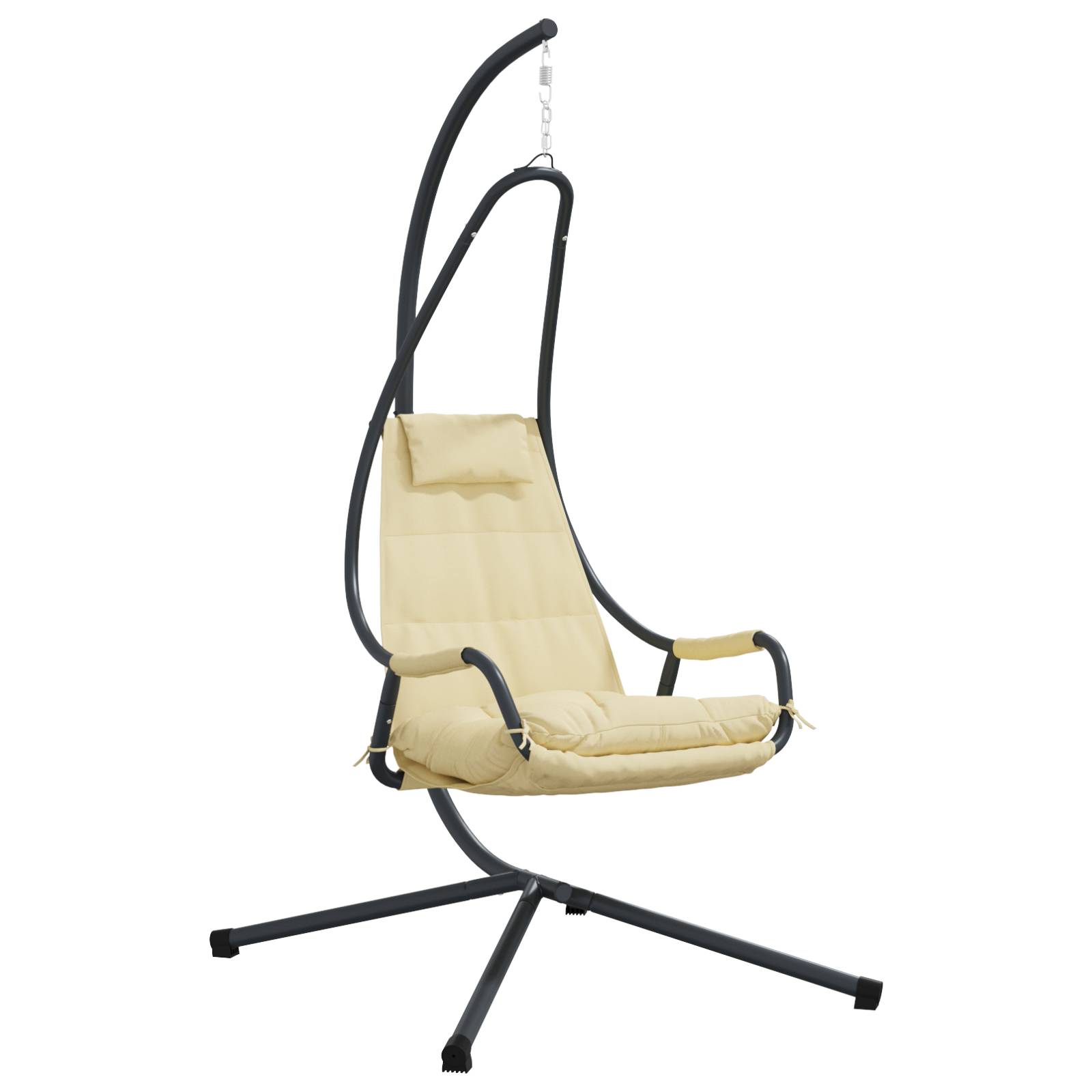 vidaXL Hängestuhl mit Gestell und Kissen Beige Stahl
