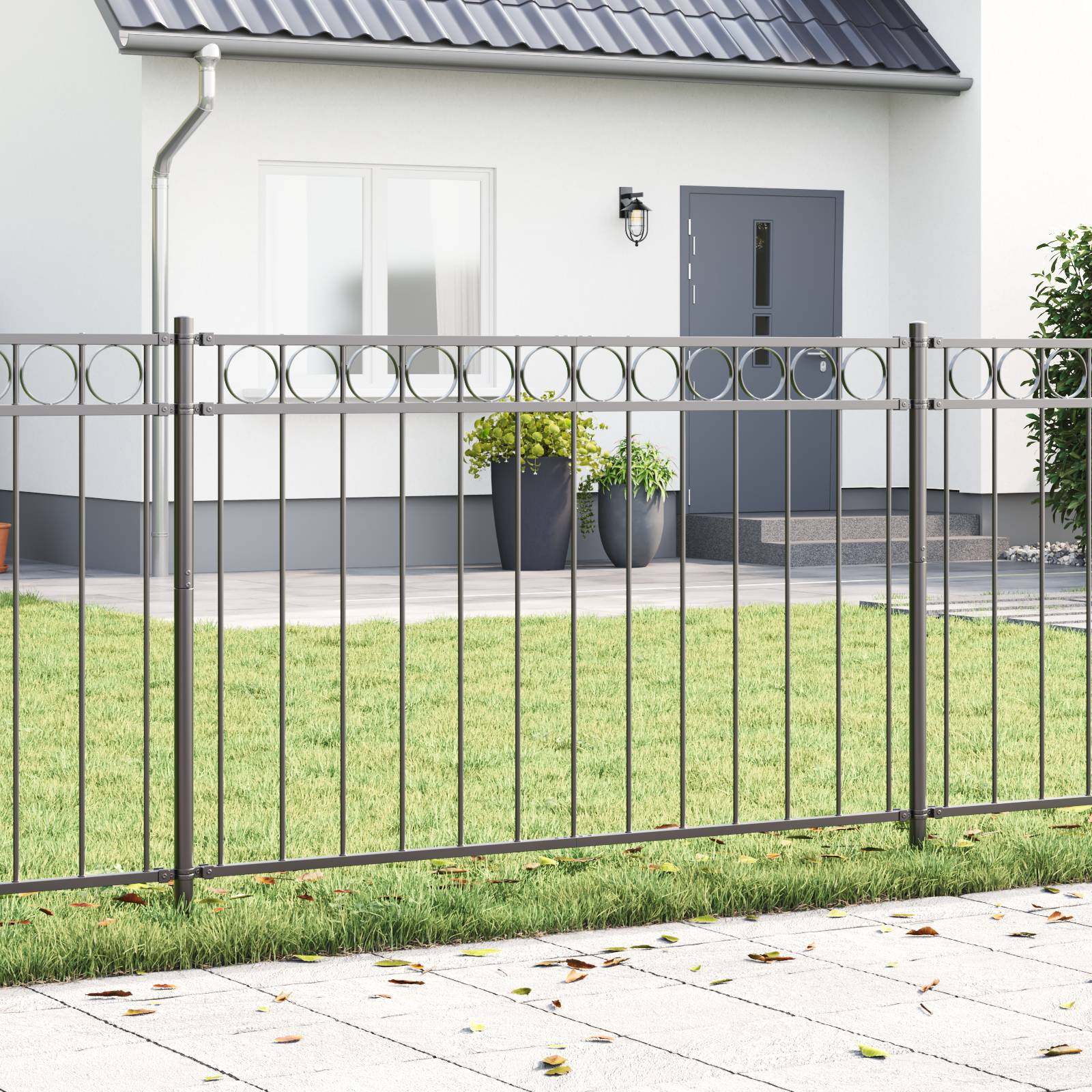 vidaXL Gartenzaun Grau 1,7x1 m Stahl