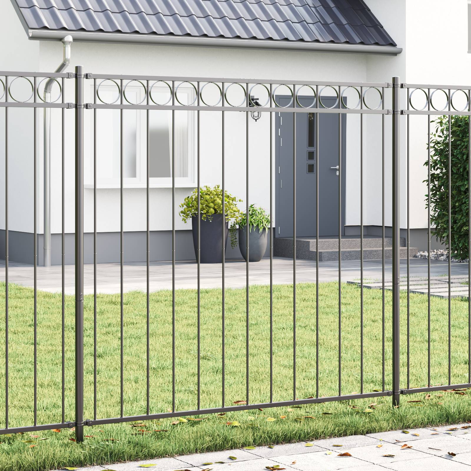 vidaXL Gartenzaun Grau 1,7x1,2 m Stahl