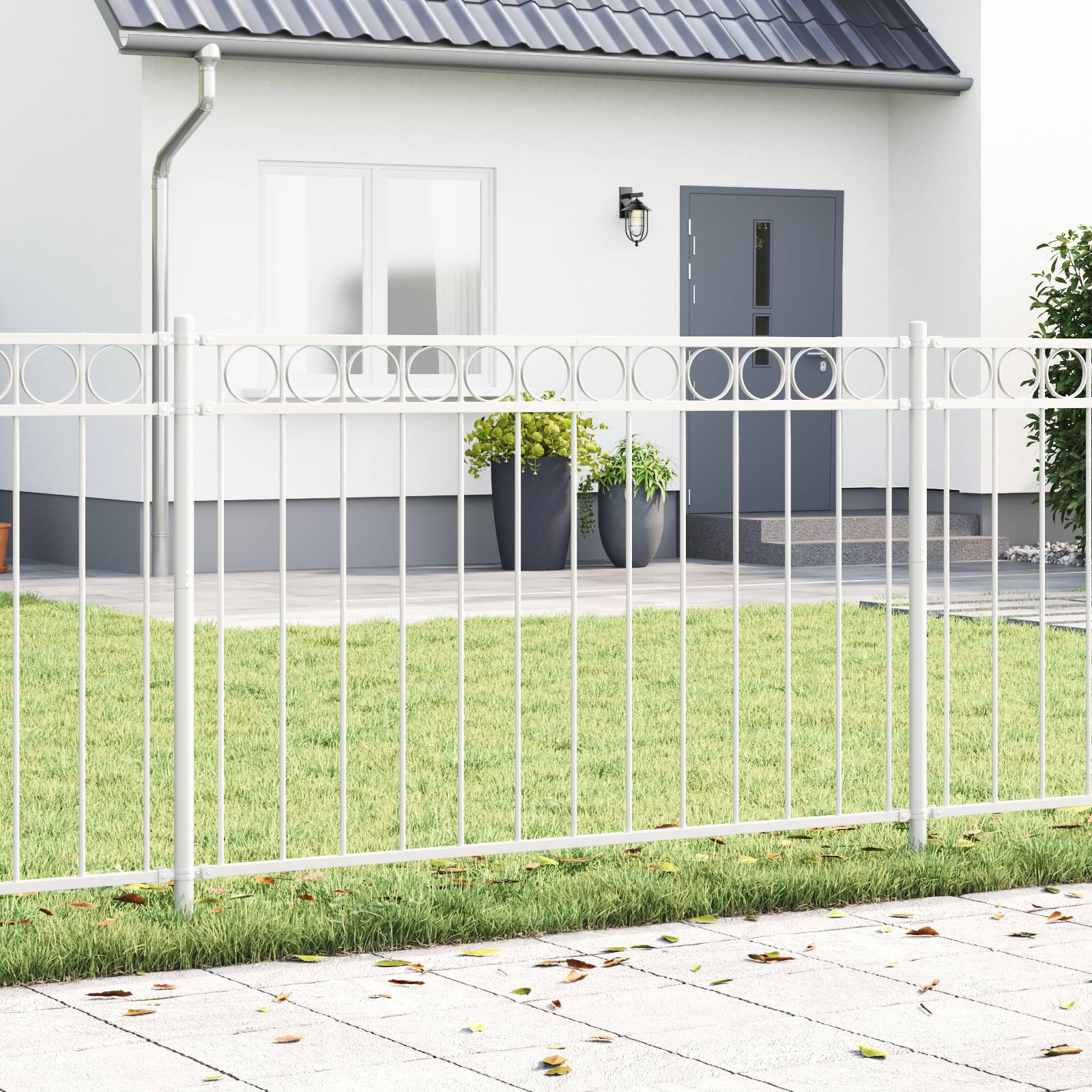 vidaXL Gartenzaun Weiß 1,7x0,8 m Stahl