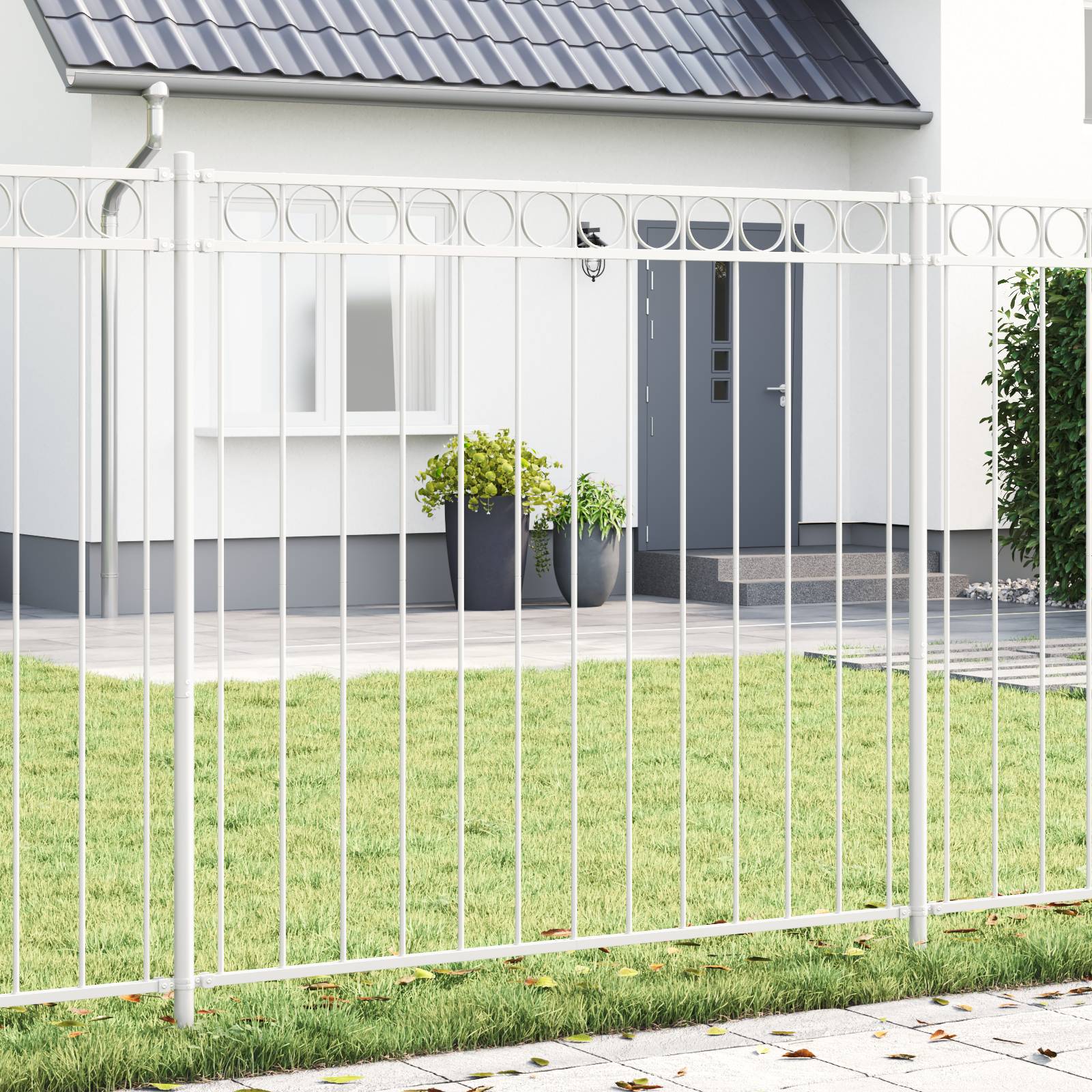 vidaXL Gartenzaun Weiß 1,7x1,2 m Stahl