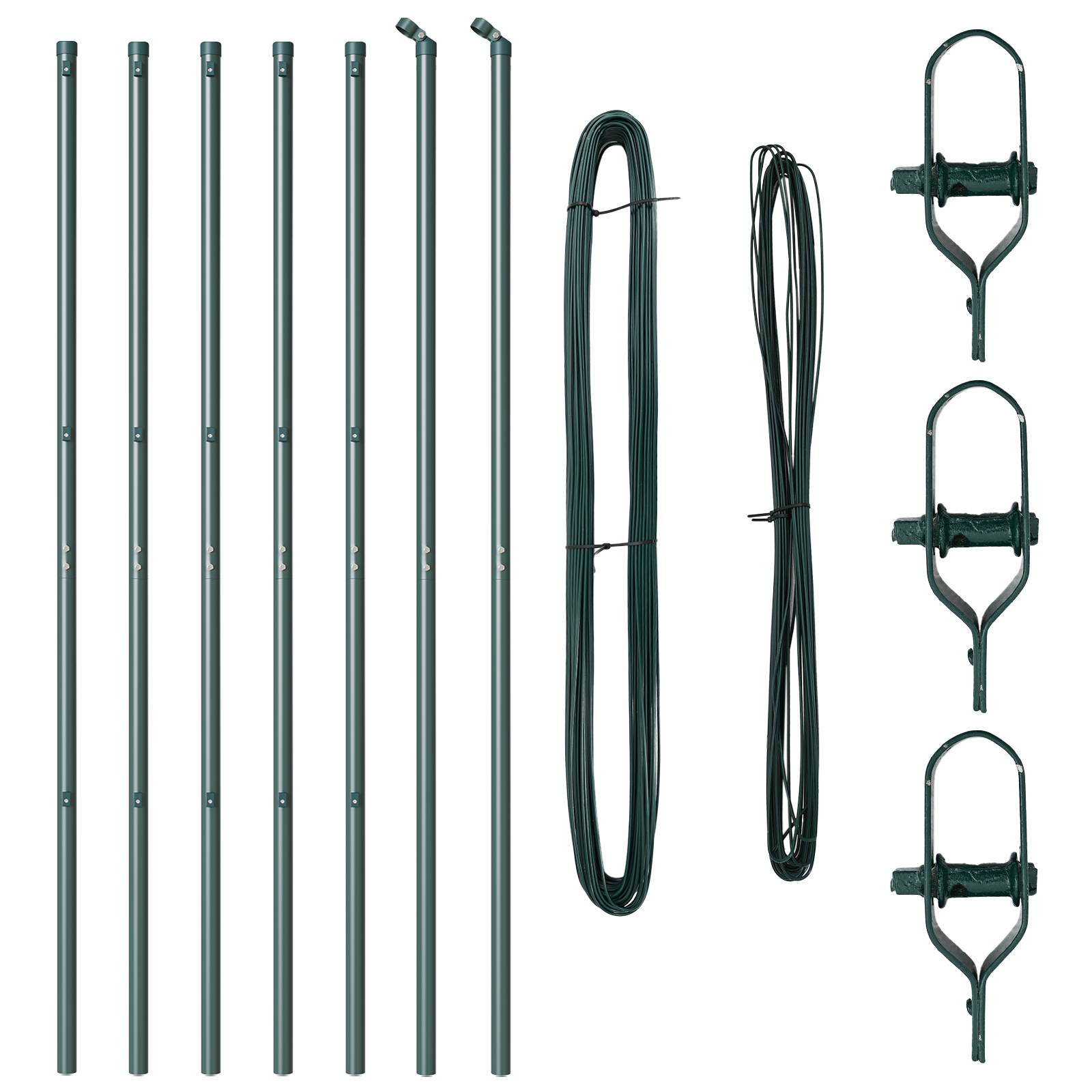 vidaXL Zaunpfosten 7 Stk. Grün Ø32 mm 200 cm Verzinkter Stahl