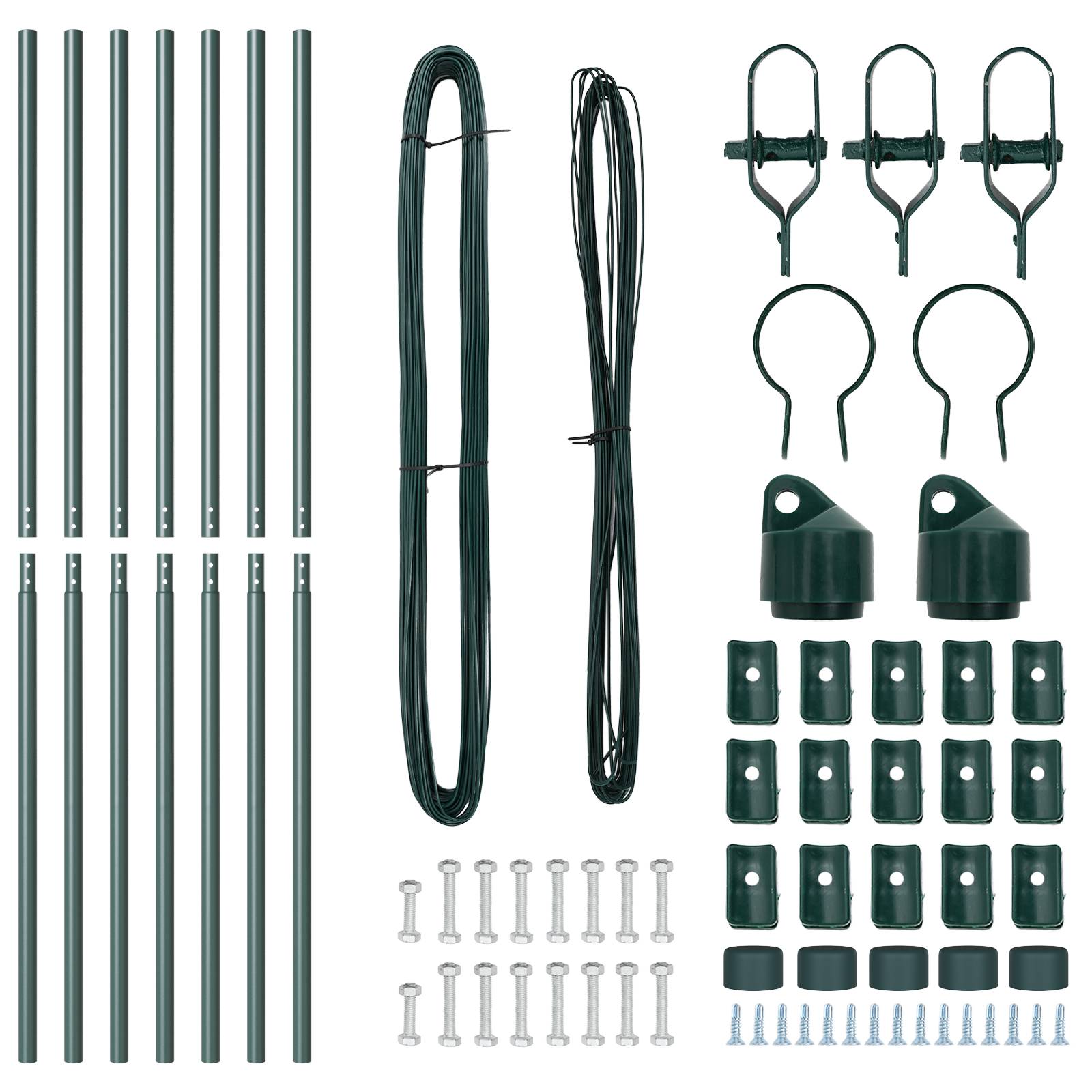 vidaXL Zaunpfosten 7 Stk. Grün Ø32 mm 200 cm Verzinkter Stahl