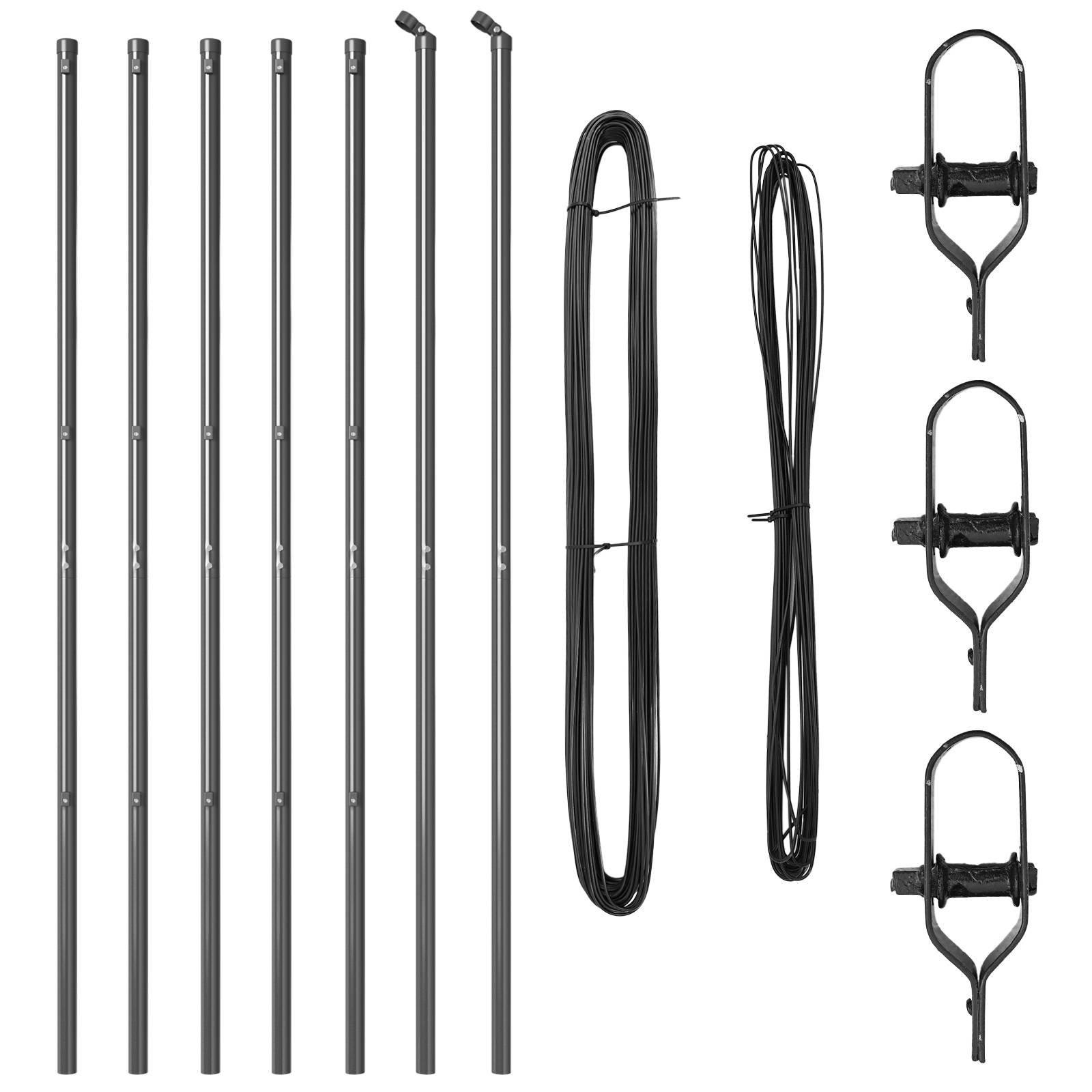 vidaXL Zaunpfosten 7 Stück Grau Ø32 mm 200 cm Verzinkter Stahl
